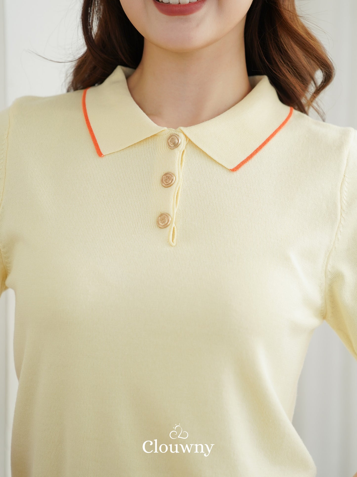 Domitia Polo Knit Top - Baby Yellow