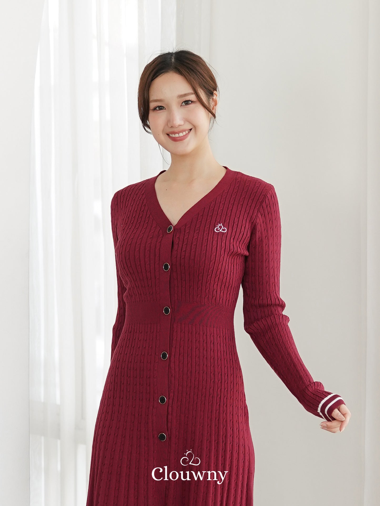 Scarlet Longsleeve Knit Dress - Maroon