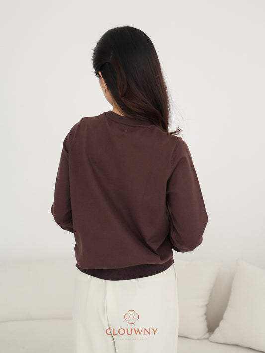 Brinda Button Cardigan - Coffee