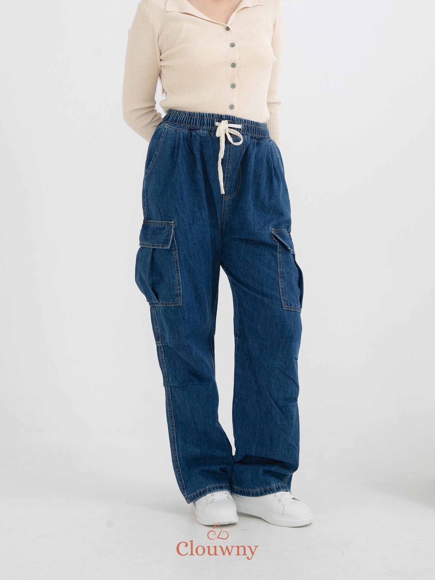Joy Cargo Denim Pants - Dark Blue