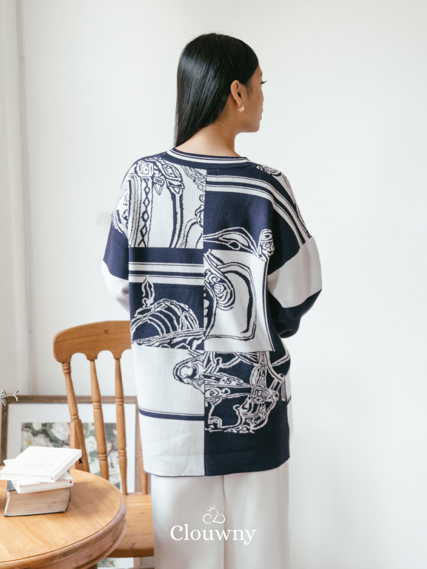 Fleur Knit Cardigan - Navy