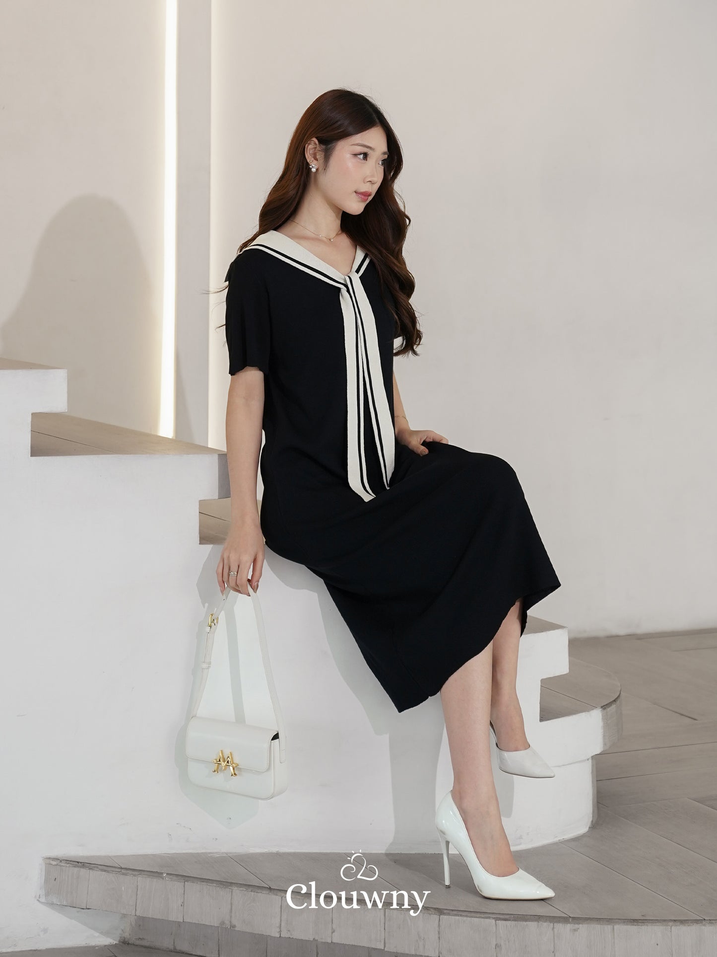 Haru Scarf Knit Dress - Black