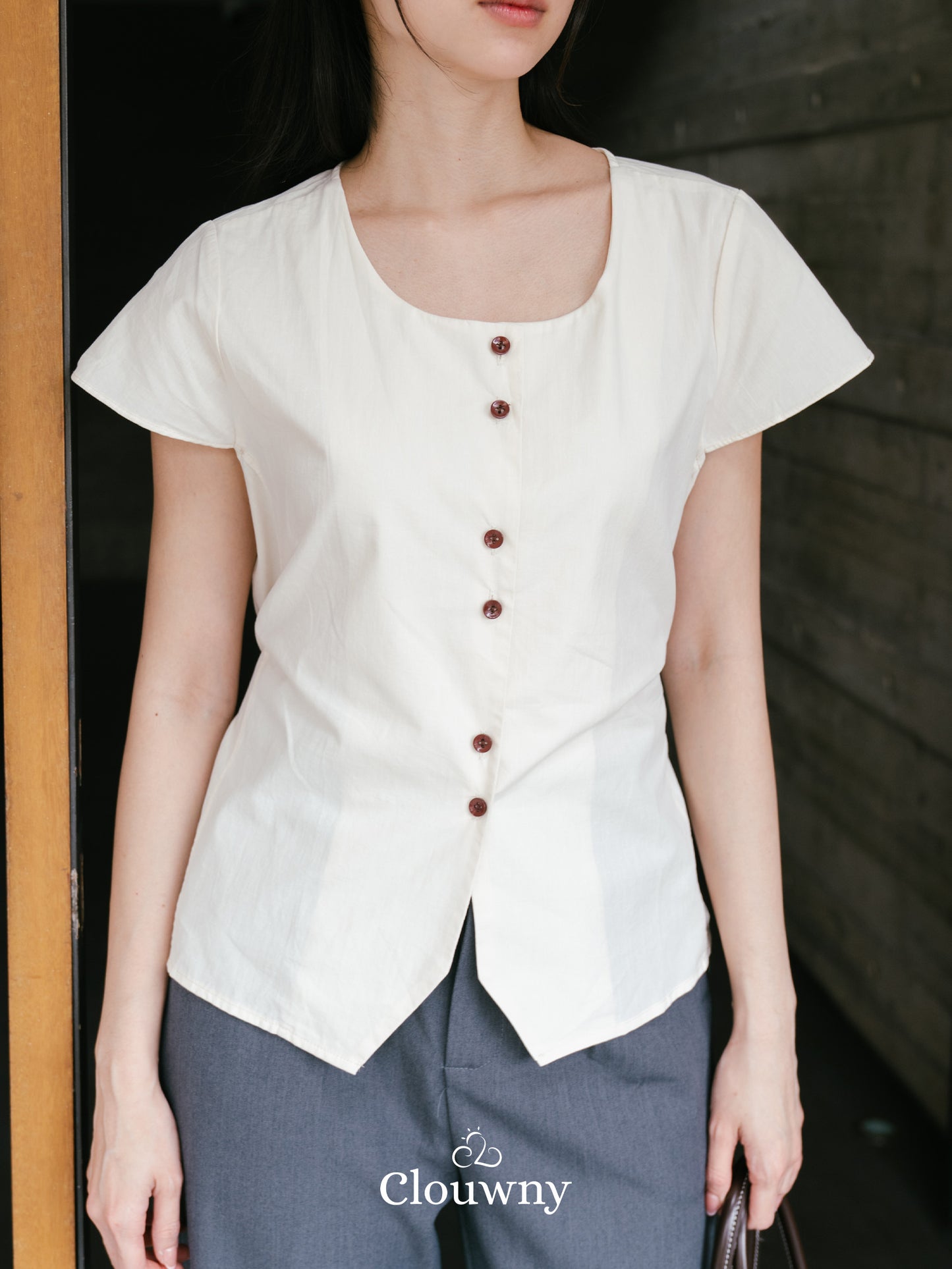 Abey Button Blouse - Cream