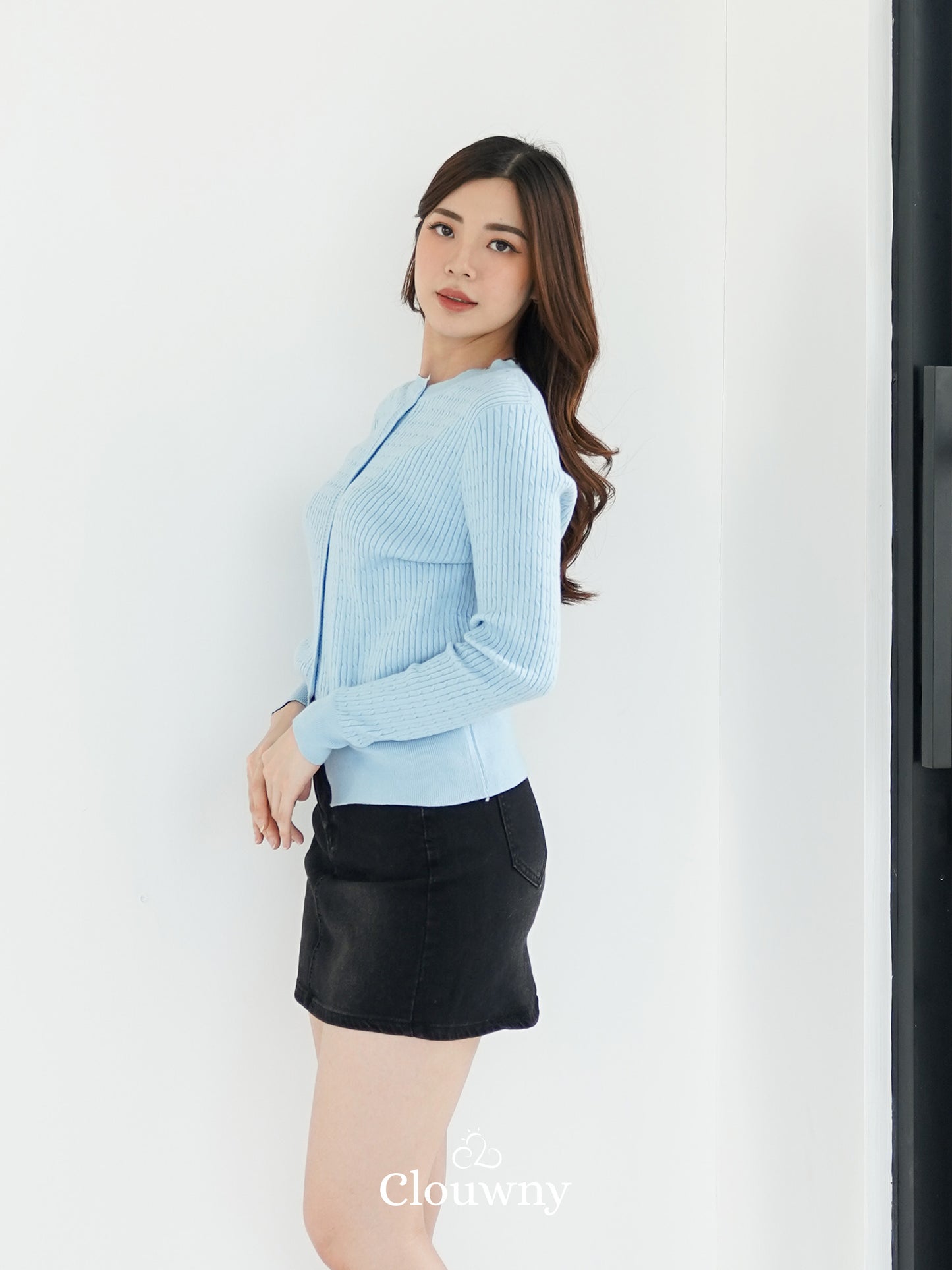 Nesa Button Knit Top - Light Blue