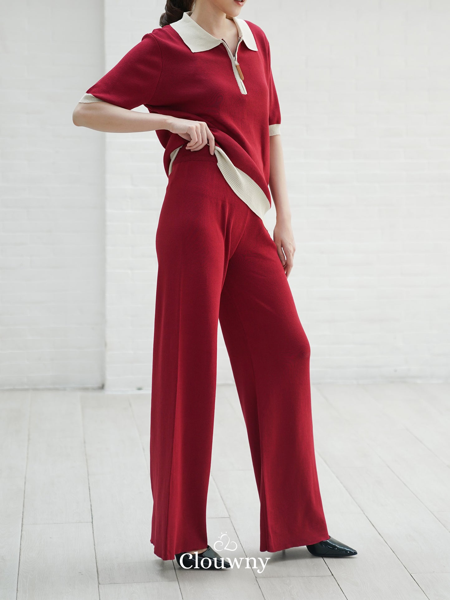 Zippy Knit Set - Maroon