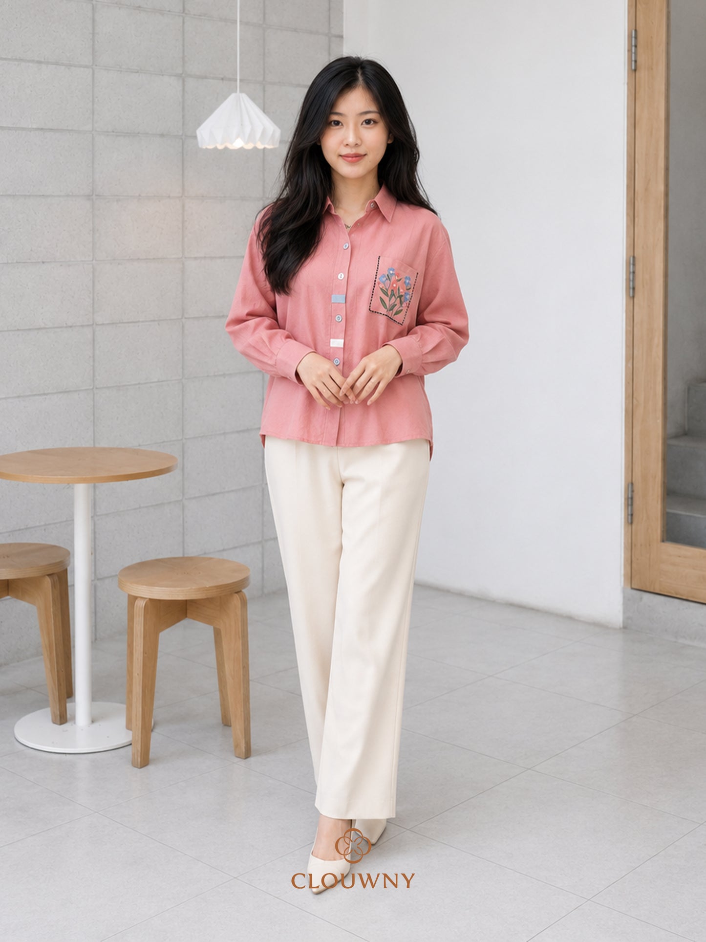 Colourful List Cotton Longsleeve - Pink