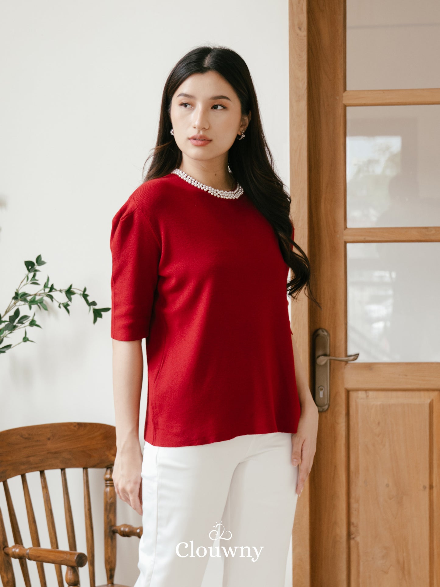 Itza Pearl Knit Top - Maroon