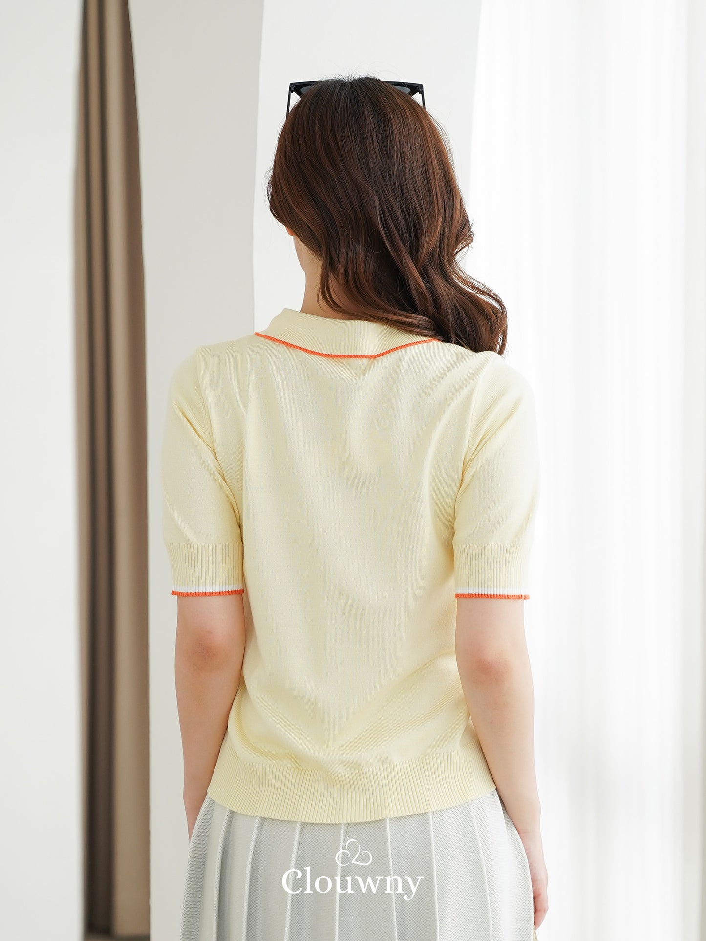 Domitia Polo Knit Top - Baby Yellow