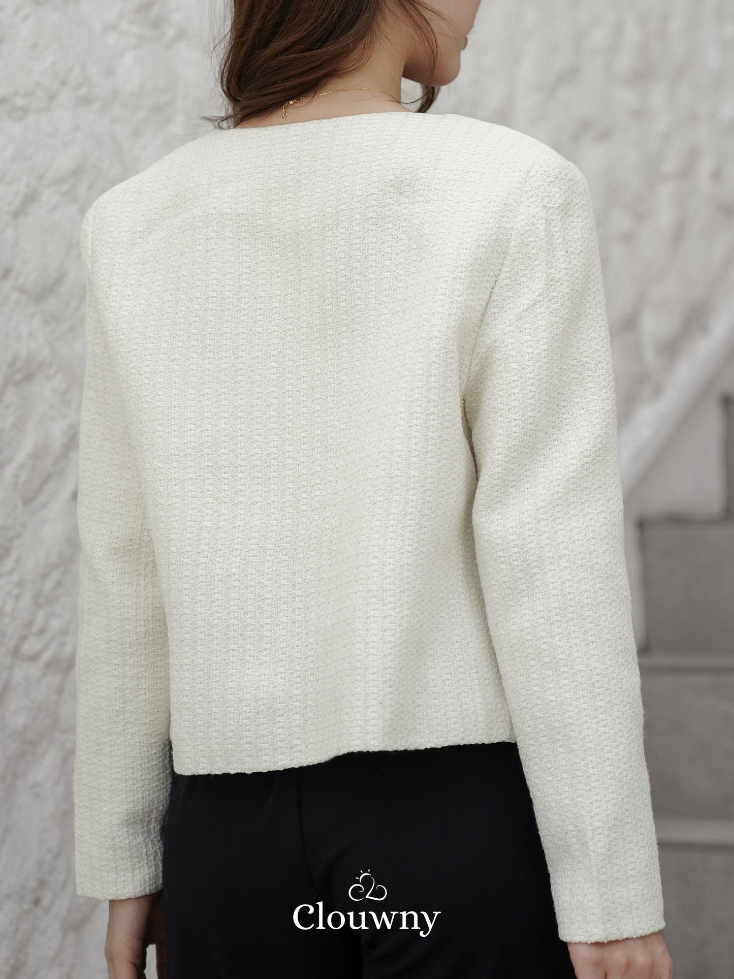 Davia Tweed Blazer - White