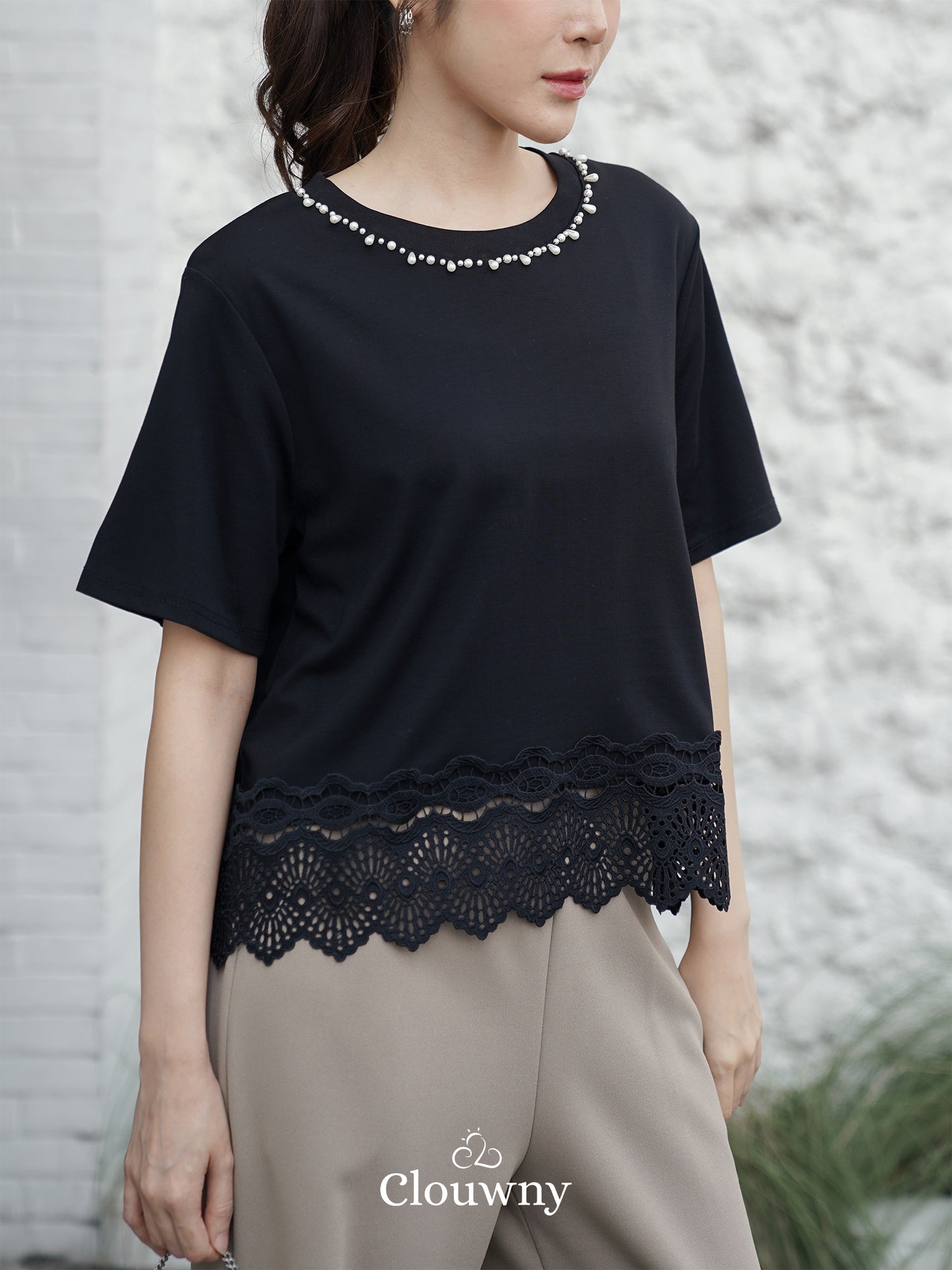 Megan Pearl Blouse - Black