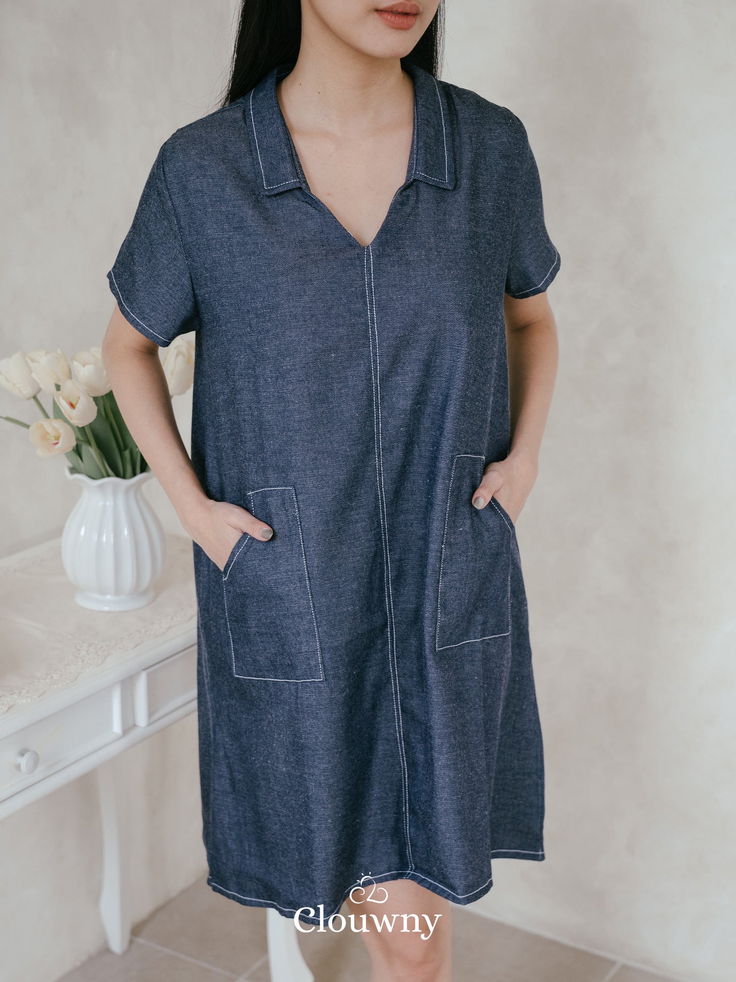 Cale Denim Dress - Navy