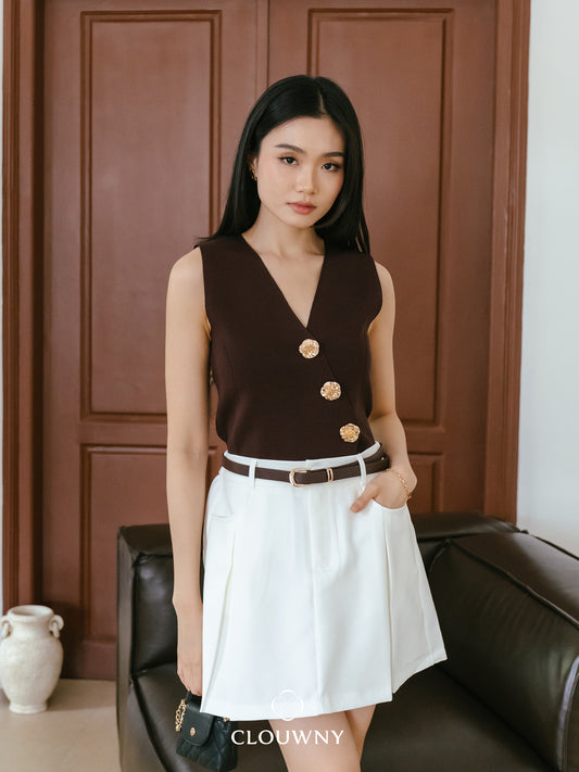 Bianca Asymmetric Vest - Coffee