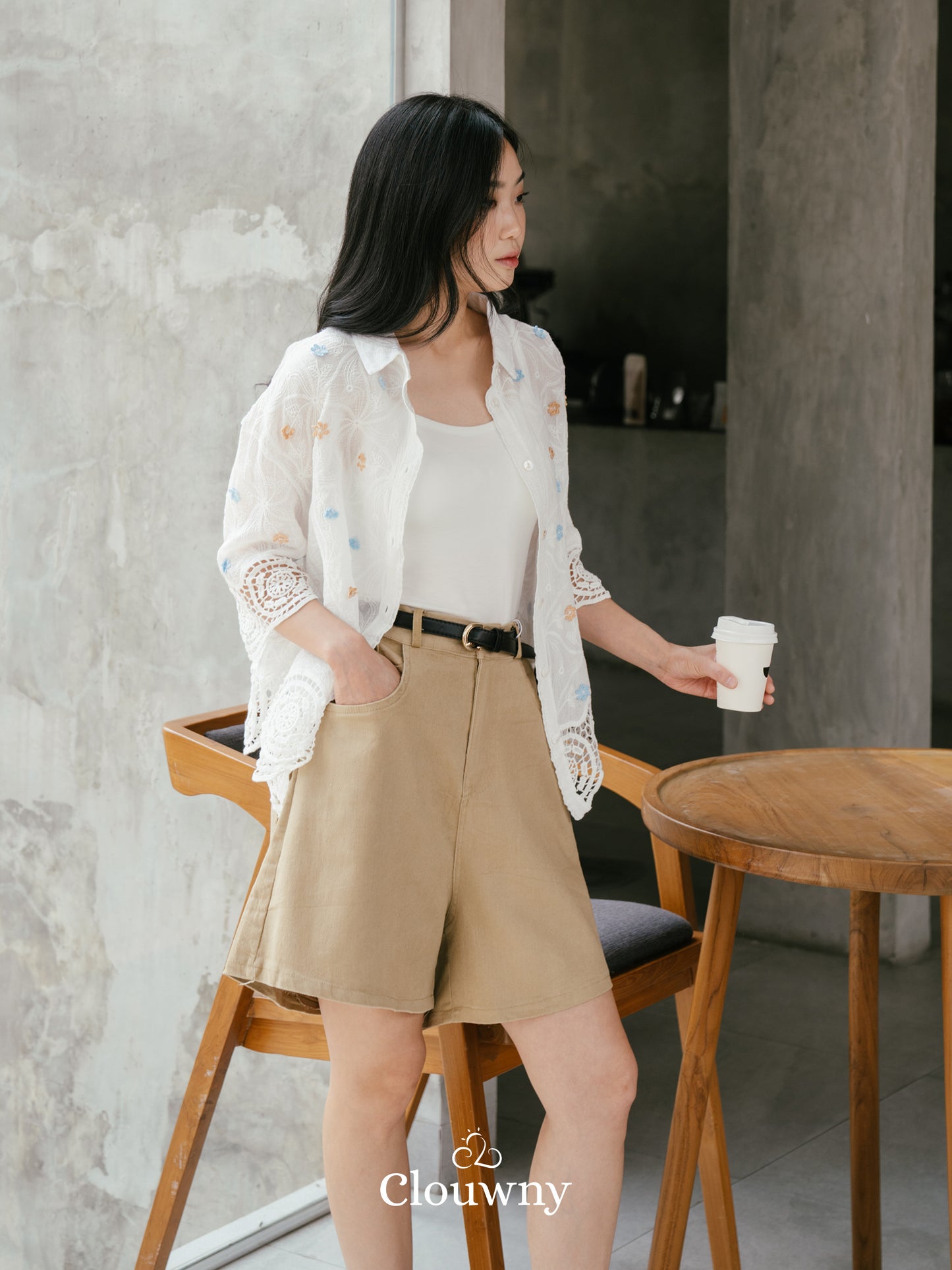 Evelyn Crochet Shirt - White