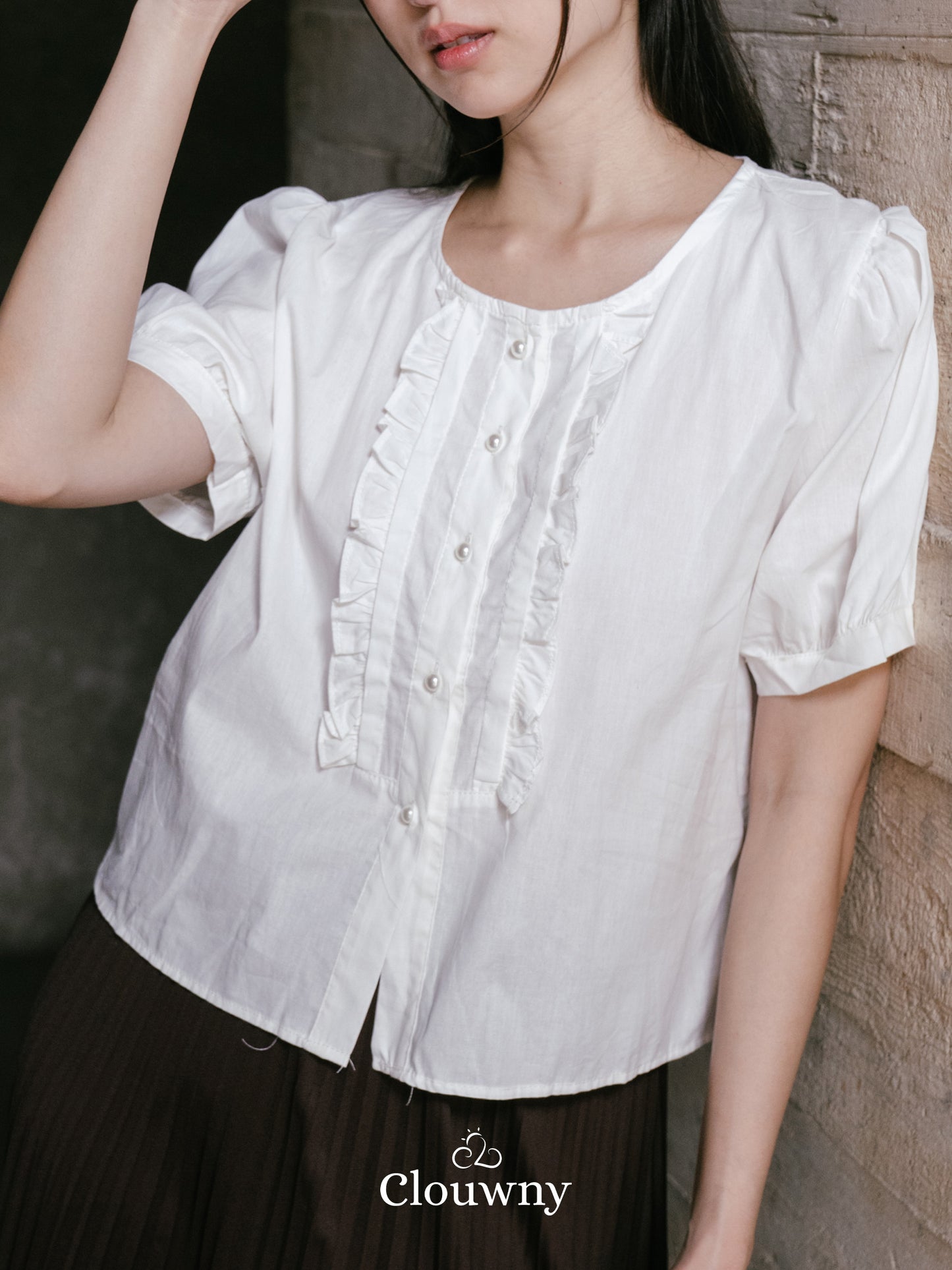 Sada Ruffle Cotton Blouse - White