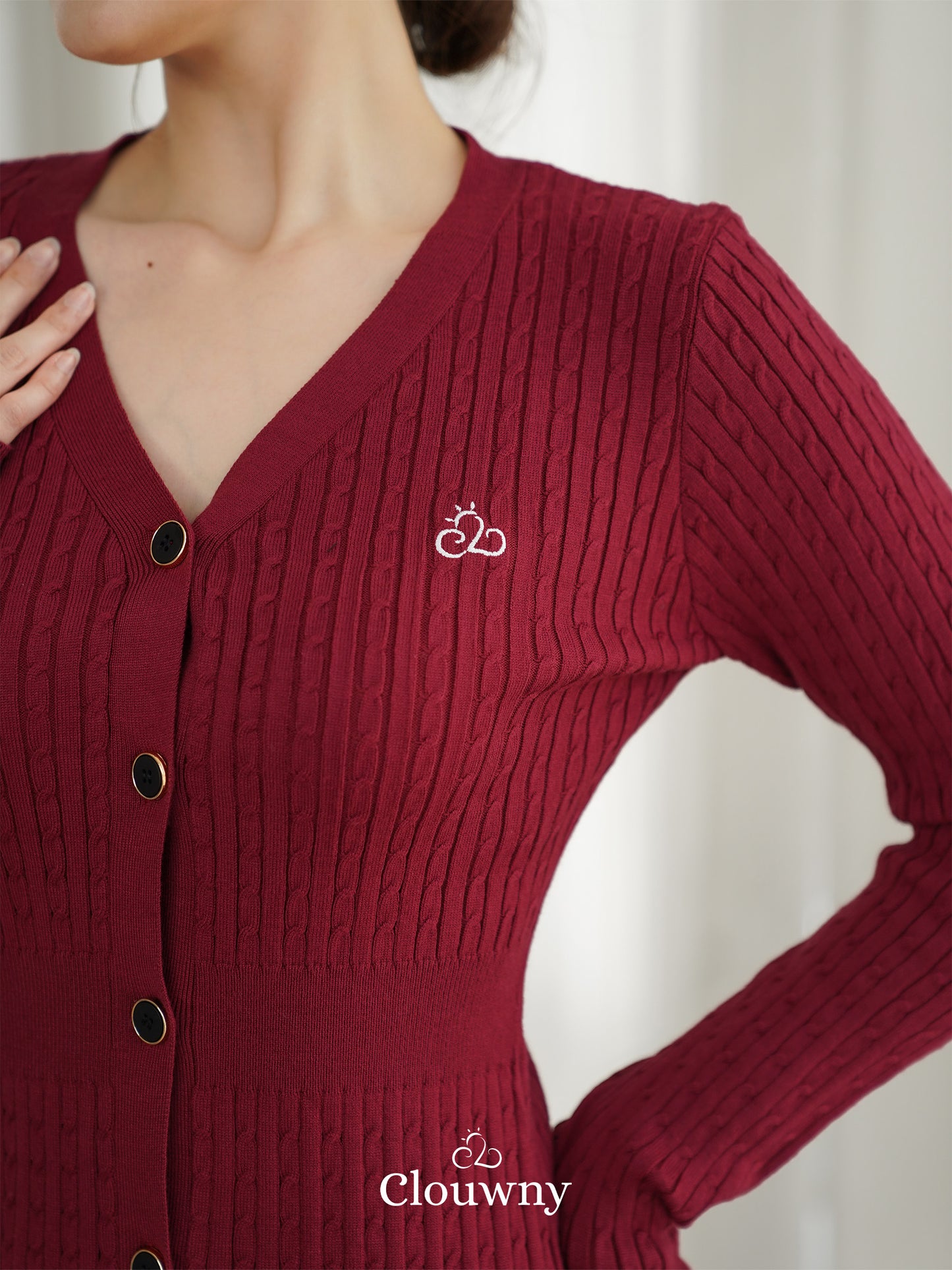 Scarlet Longsleeve Knit Dress - Maroon
