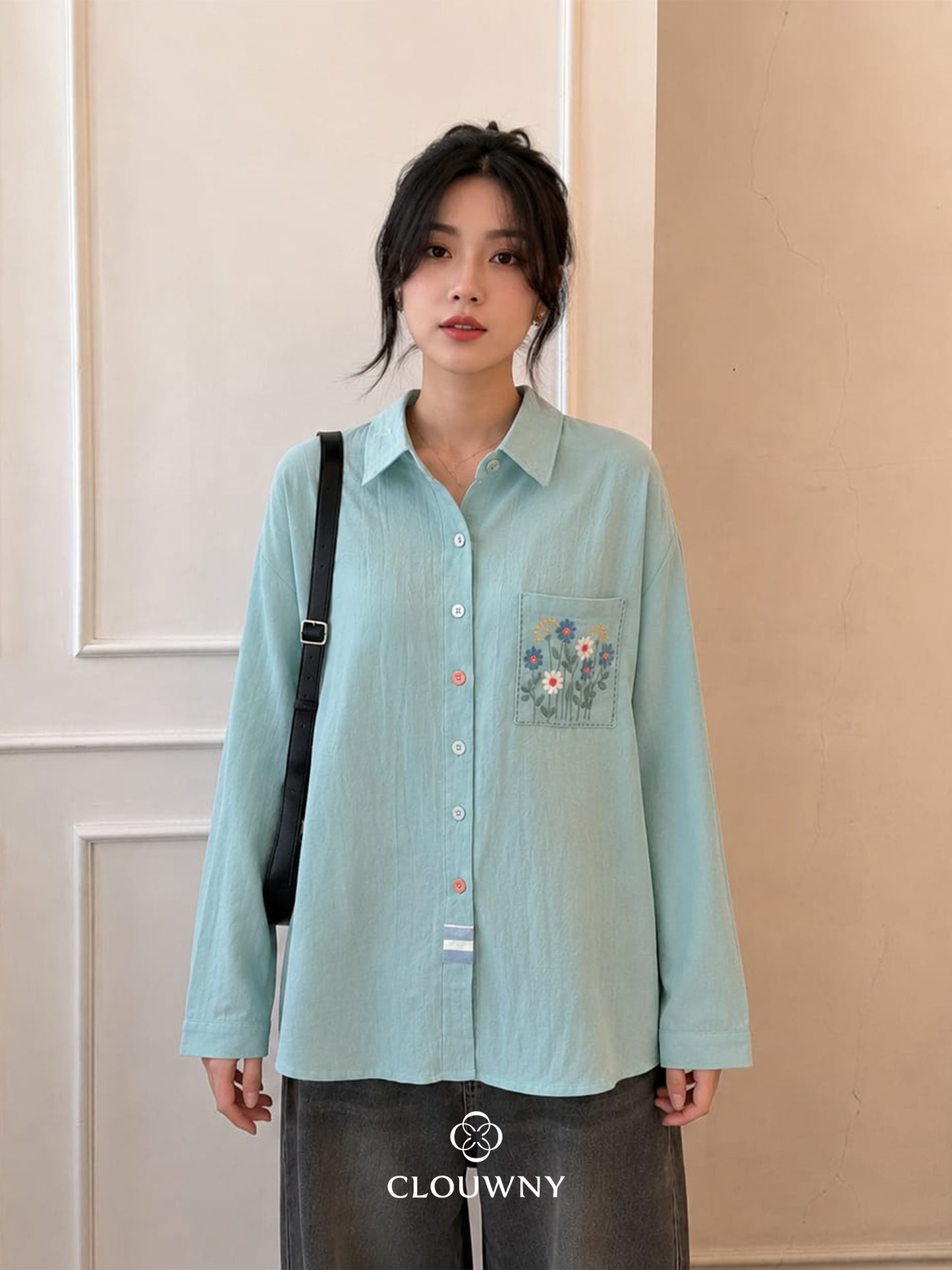 Andres Pocket Cotton Longsleeve Shirt - Mint