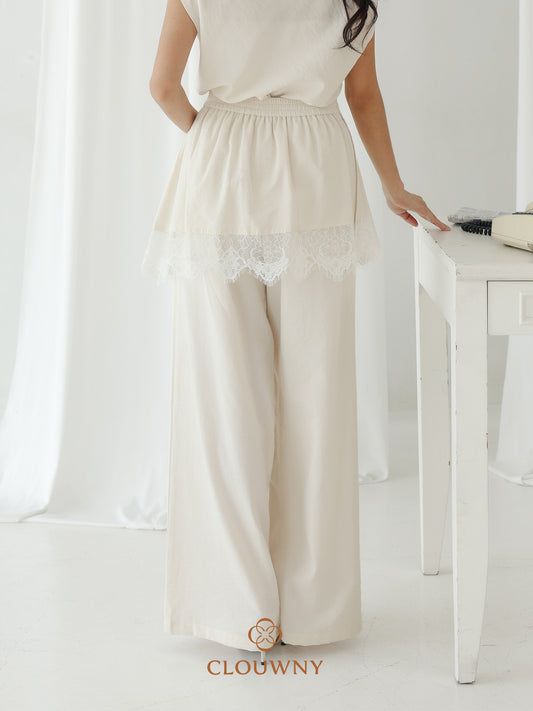 Mercy Lace Cullotes Pants - Broken White