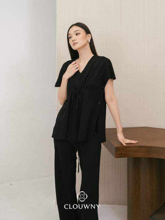 Master Vneck Knit Set - Black