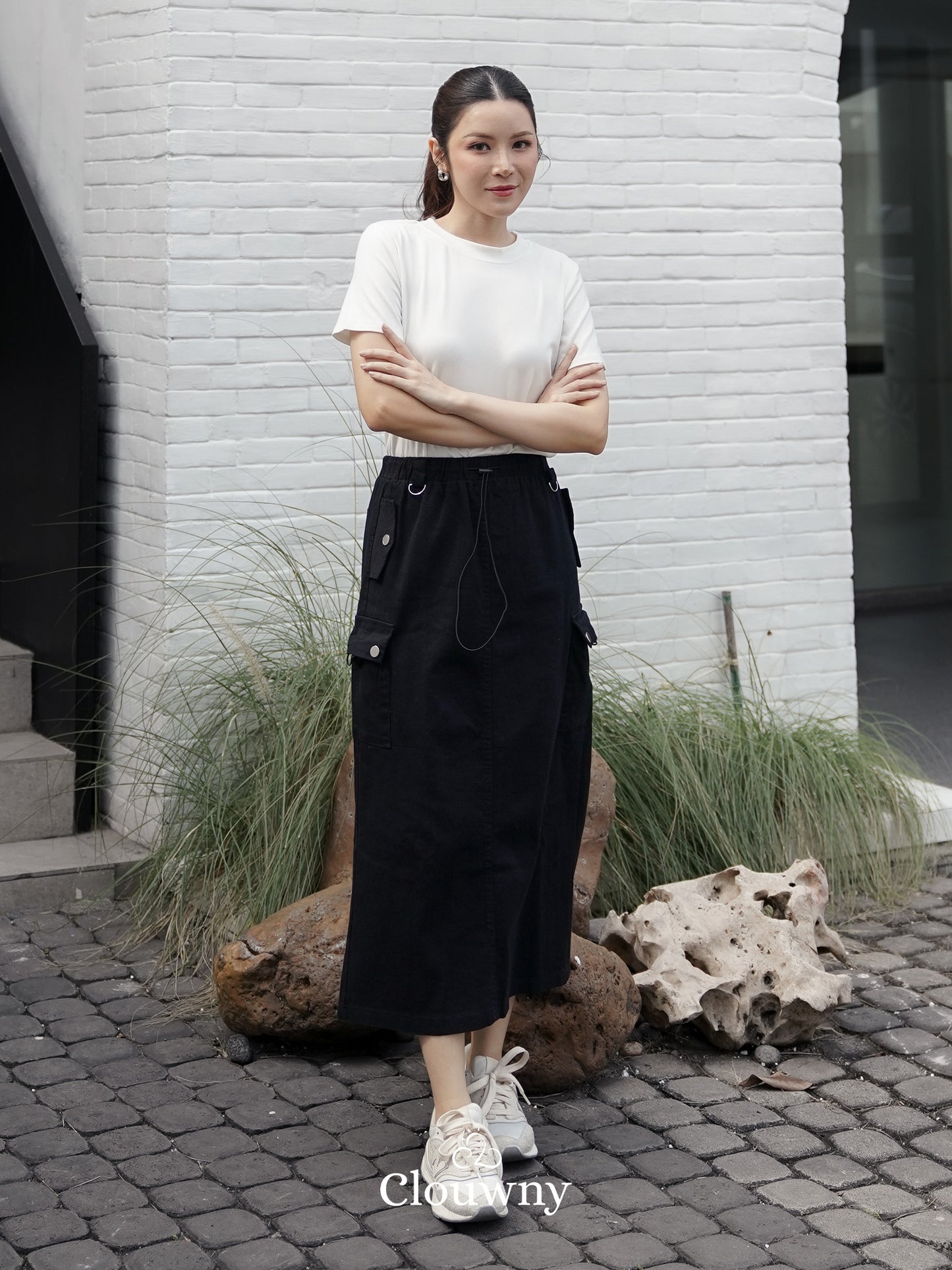 Kaze Cargo Denim Skirt - Black