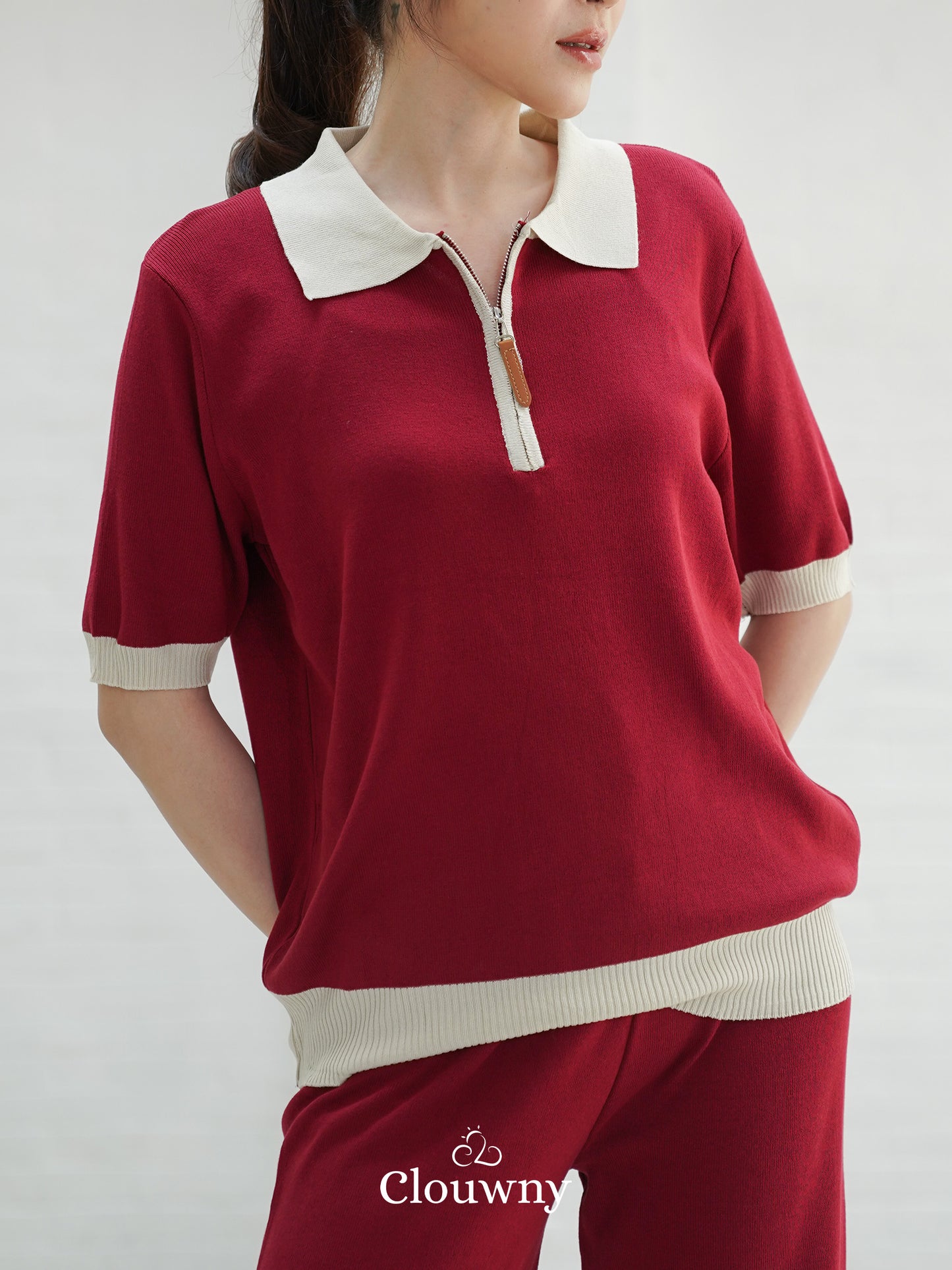 Zippy Knit Set - Maroon
