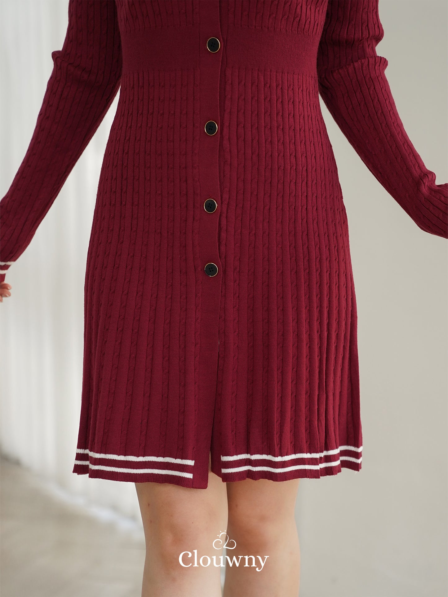 Scarlet Longsleeve Knit Dress - Maroon