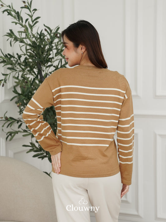 Amila Stripes Knit Top - Khaki