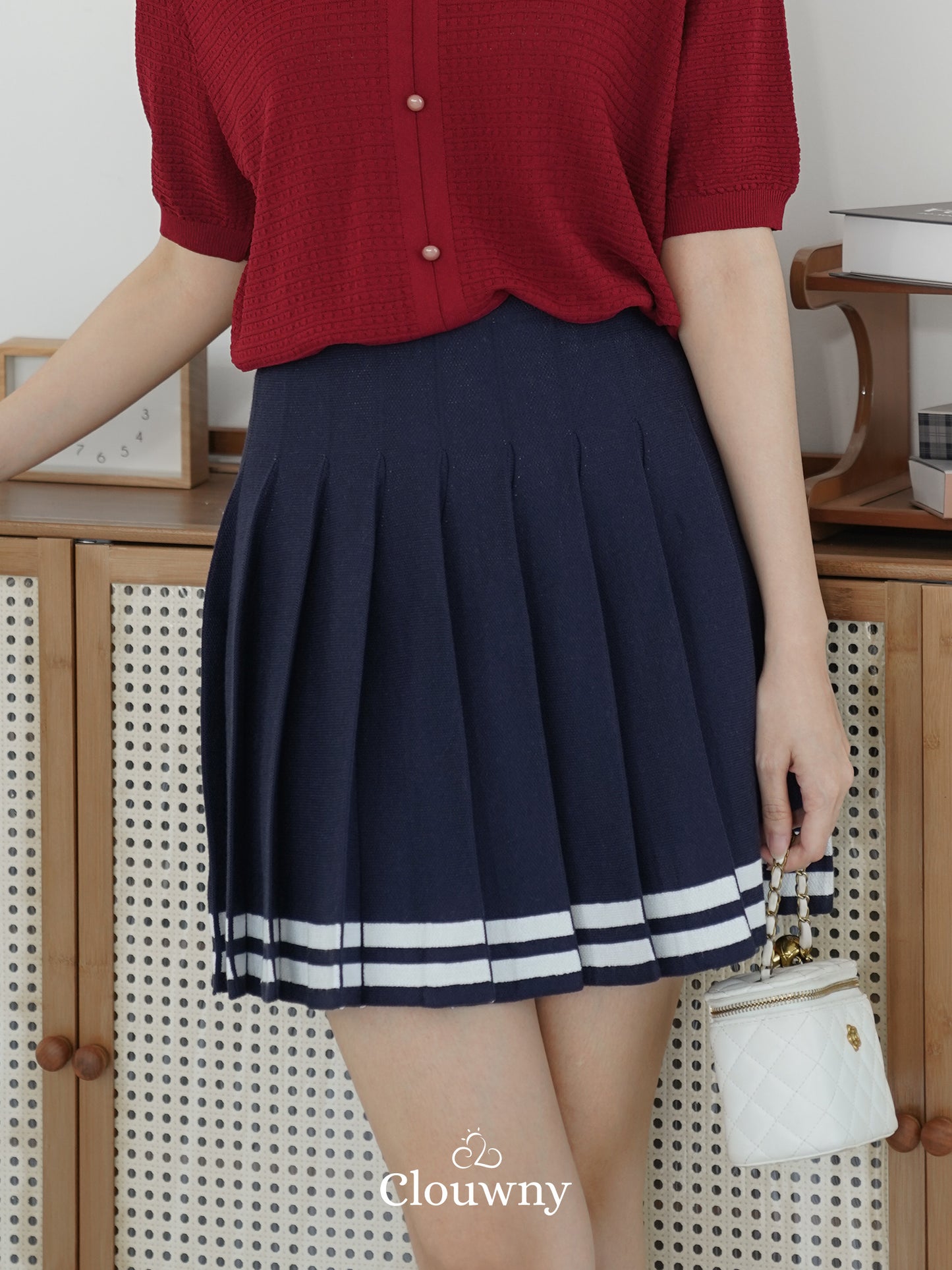 Stripes Tennis Skirt - Navy