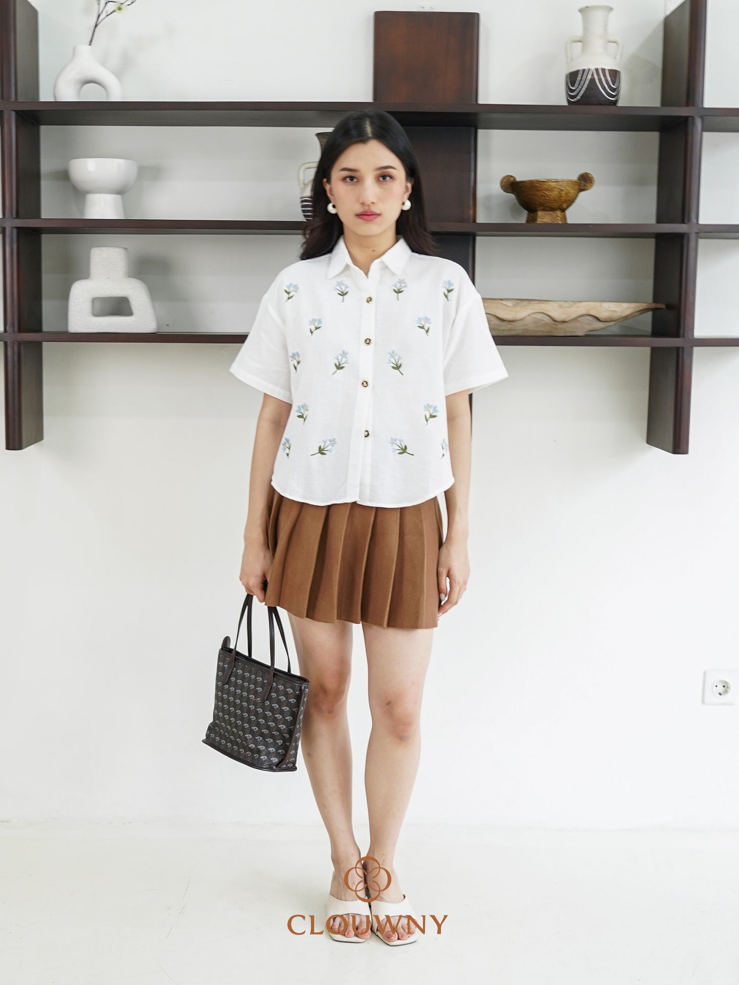 Riley Mini Flower Shirt - White