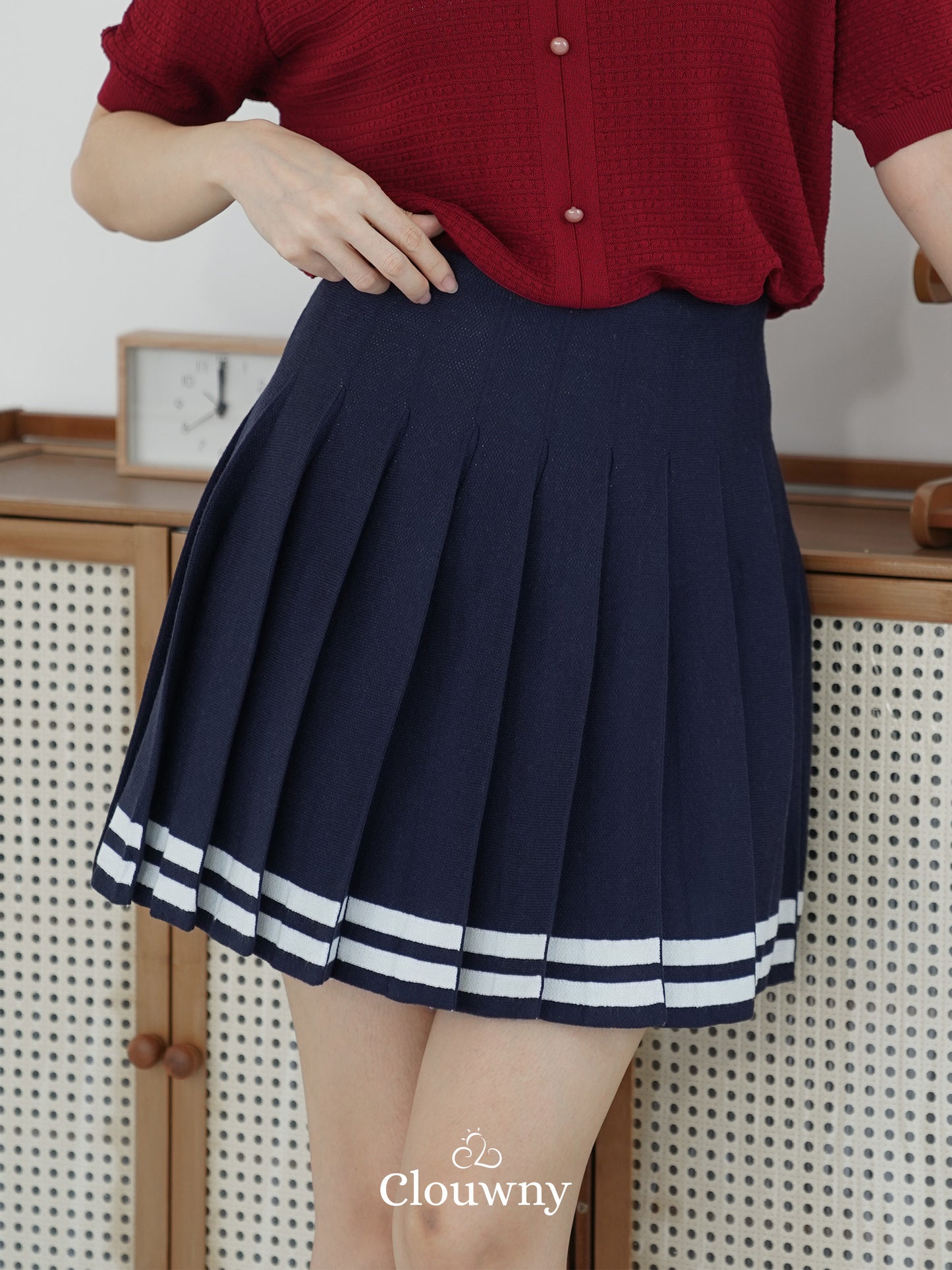 Stripes Tennis Skirt - Navy