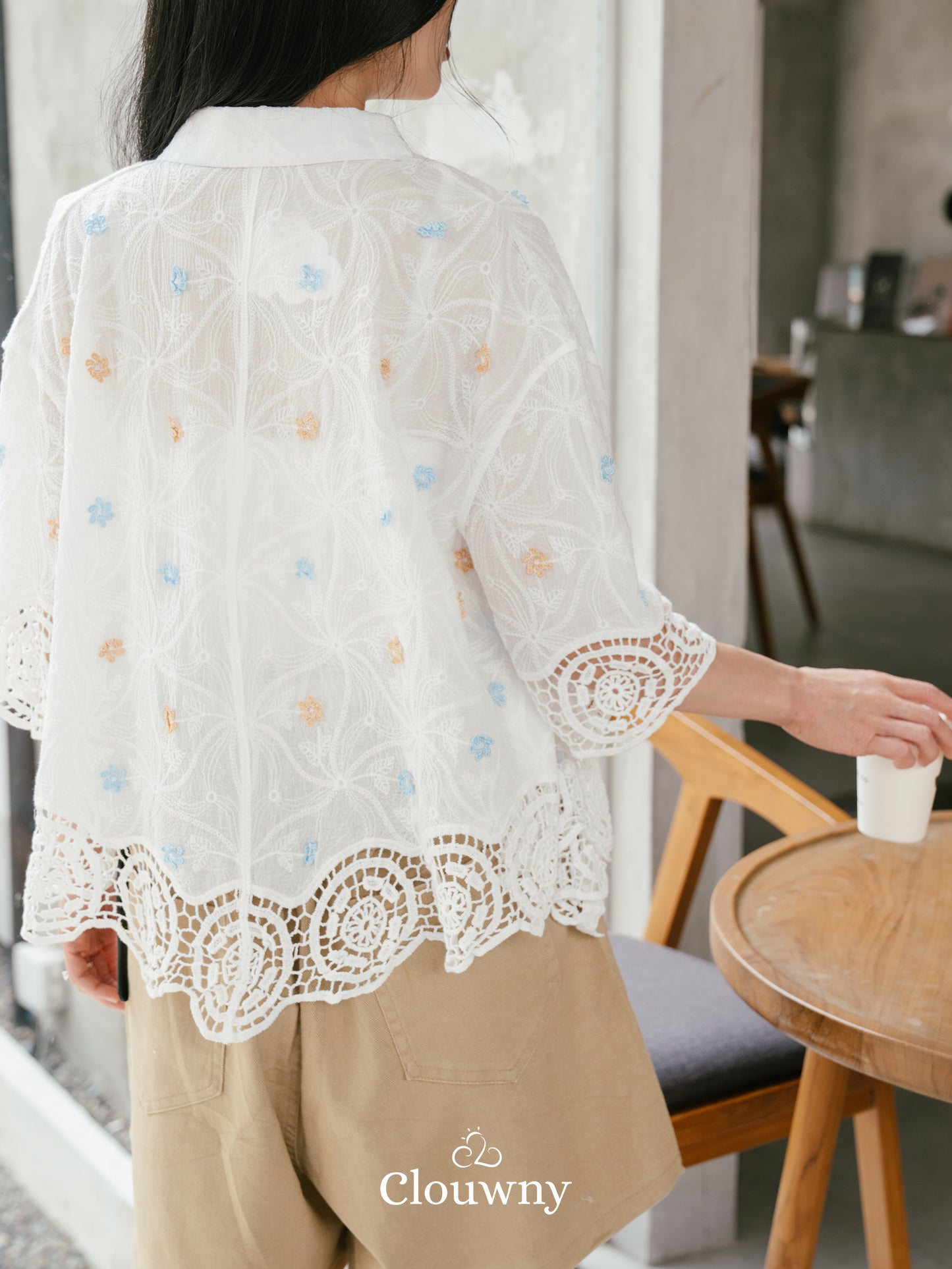 Evelyn Crochet Shirt - White