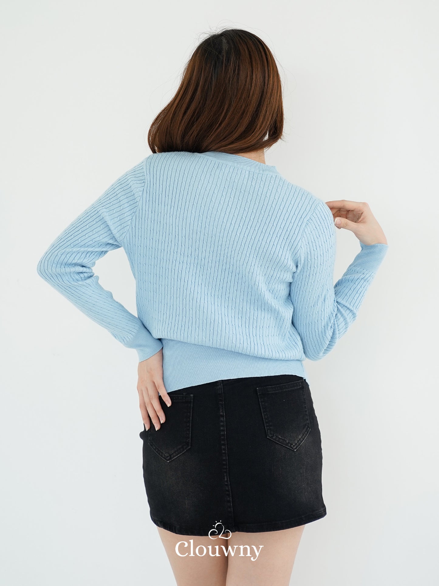 Nesa Button Knit Top - Light Blue