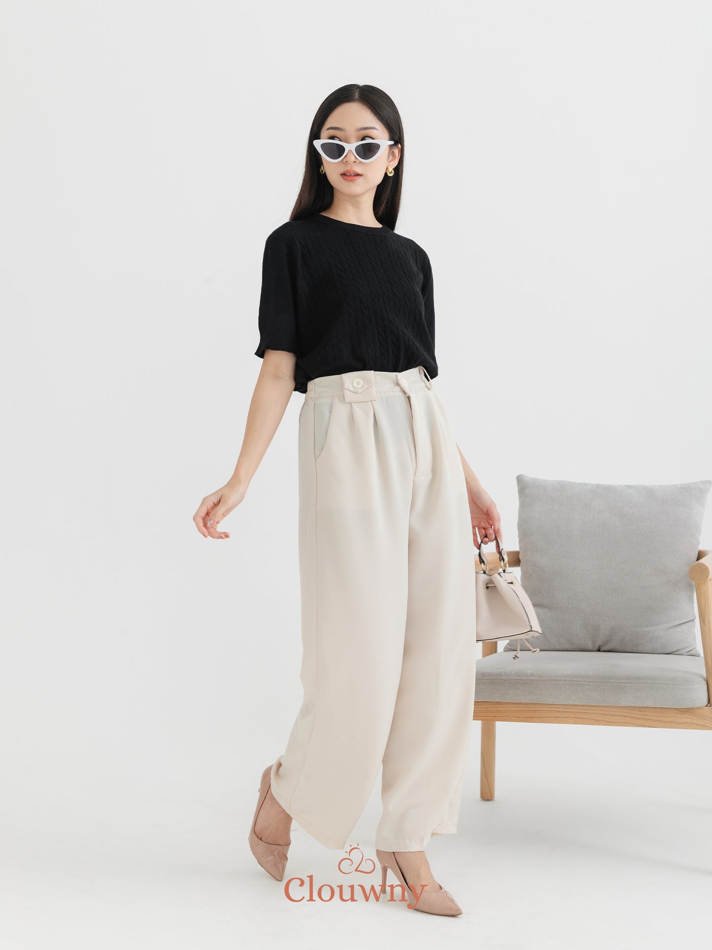 Karea Mini Pocket Pants - Cream