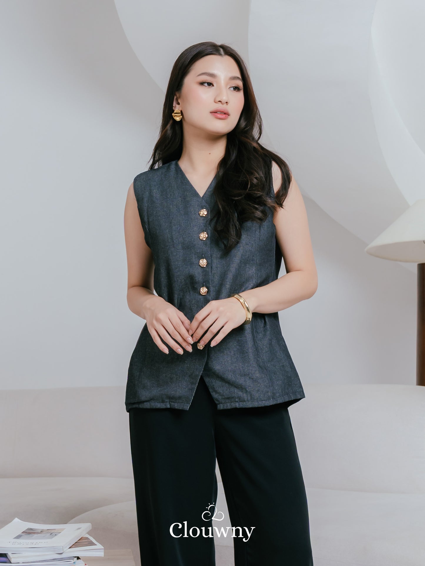 Yuta Button Vest - Grey