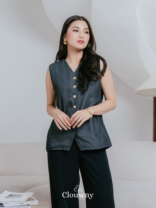 Yuta Button Vest - Grey