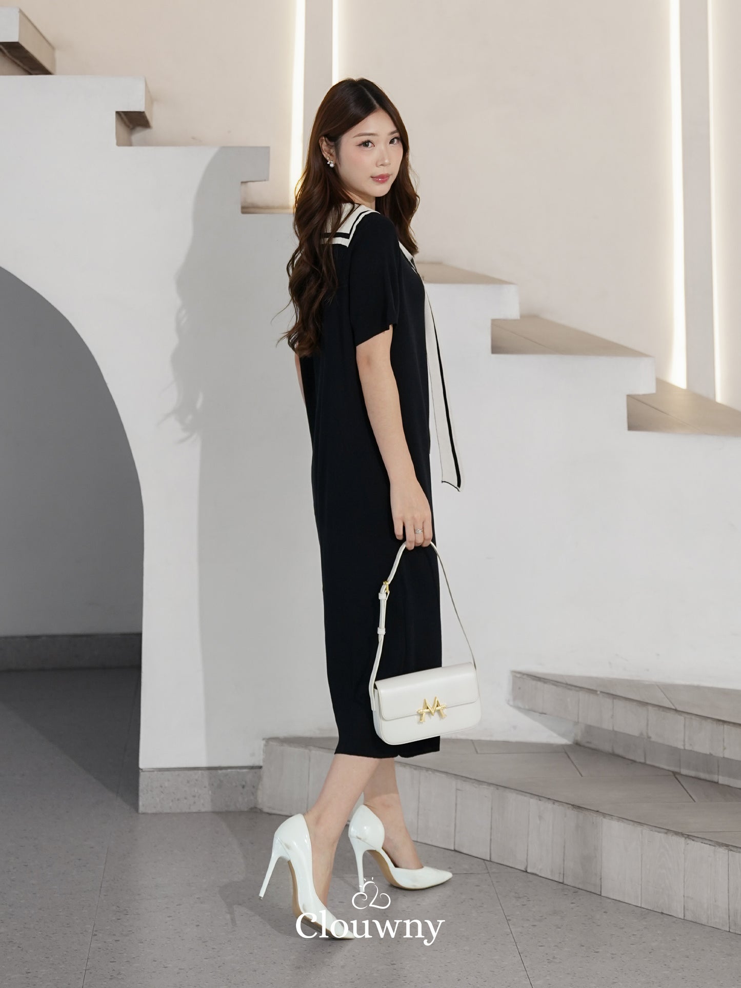 Haru Scarf Knit Dress - Black