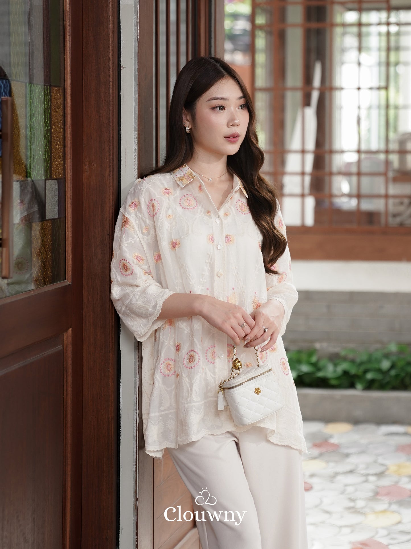 Hanni Embroidery Shirt - Cream