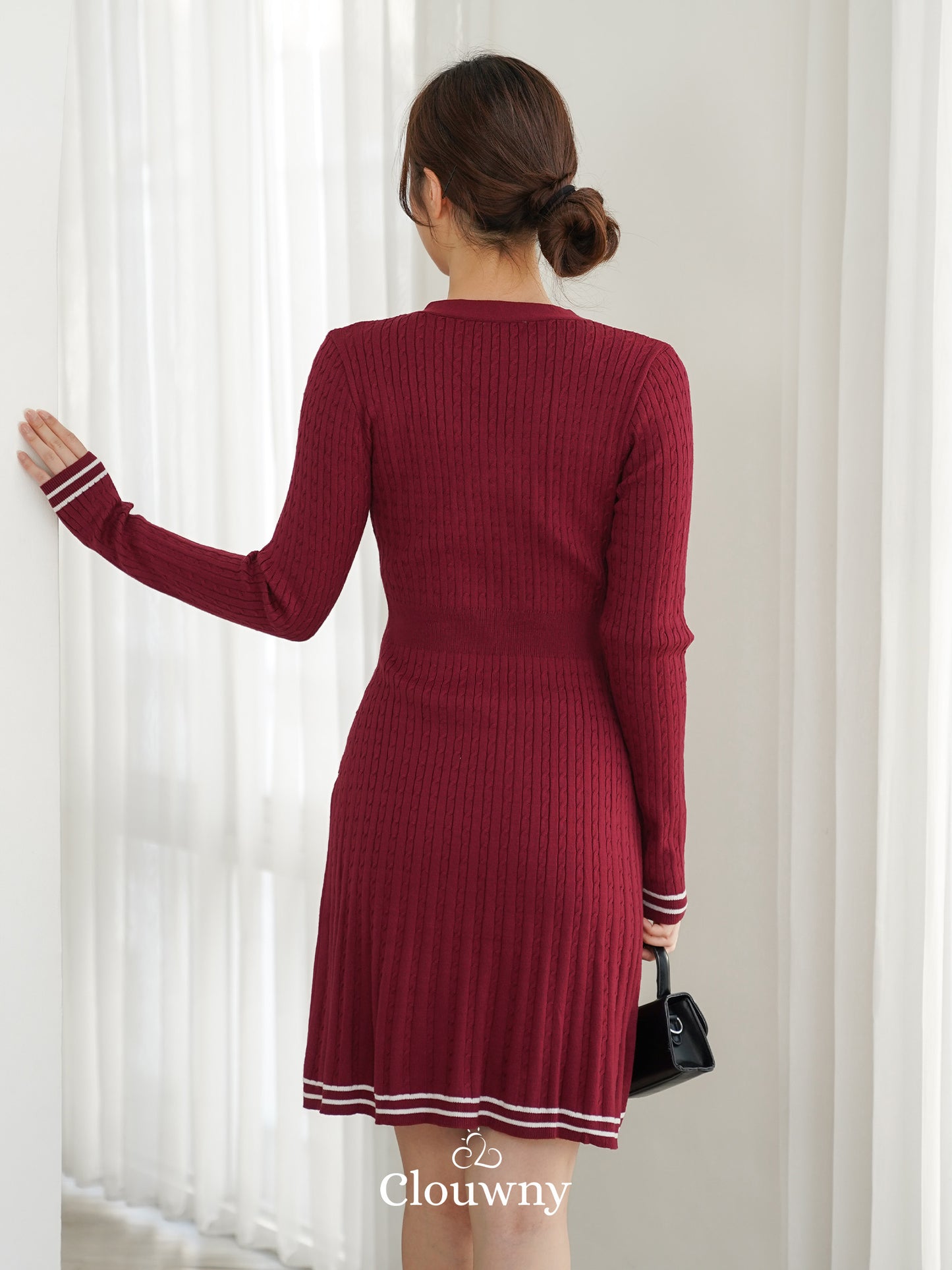 Scarlet Longsleeve Knit Dress - Maroon