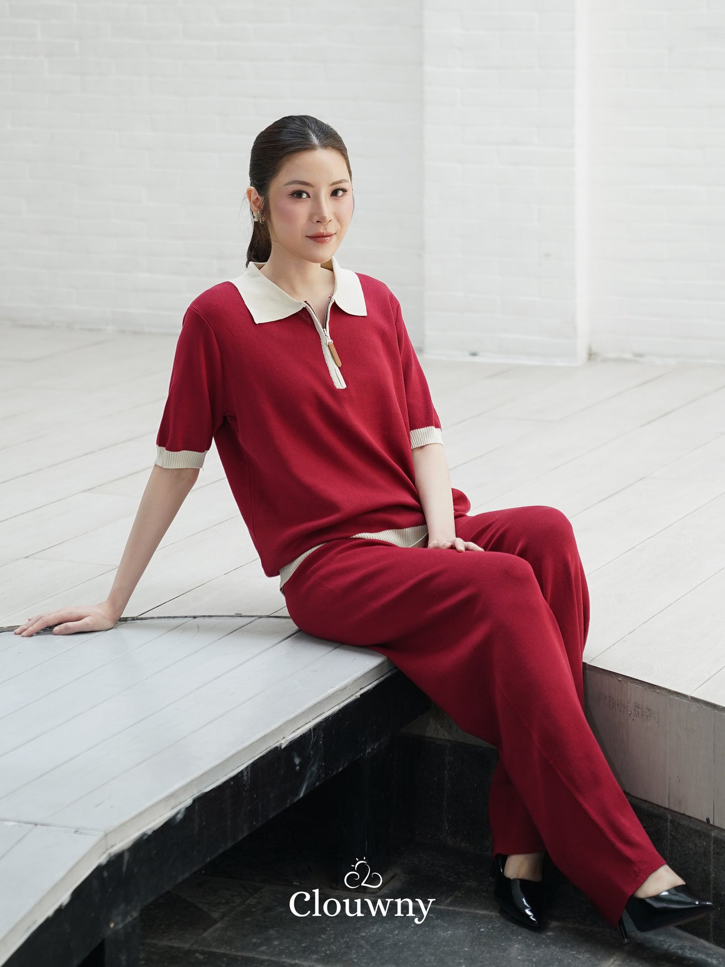 Zippy Knit Set - Maroon