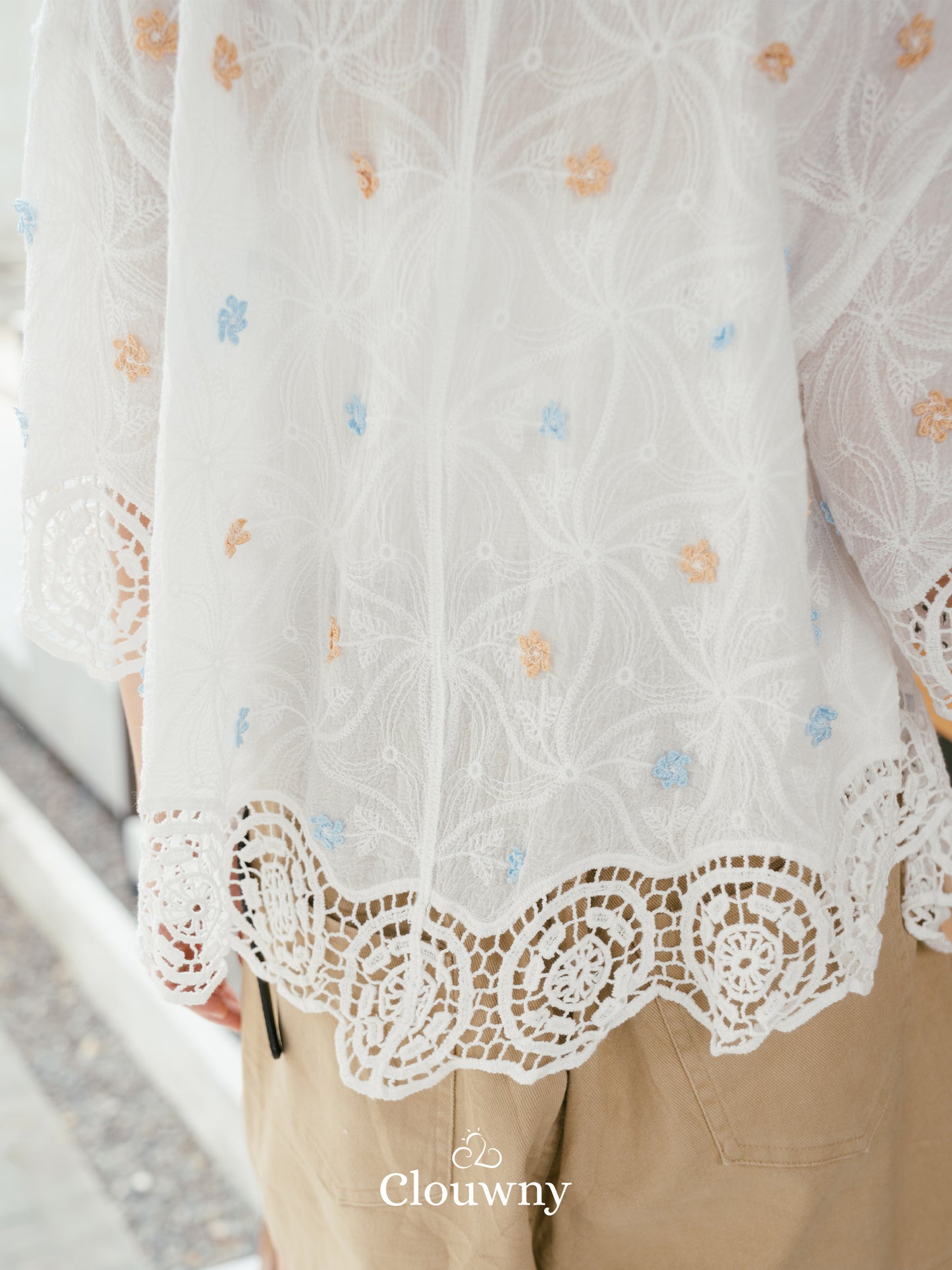 Evelyn Crochet Shirt - White