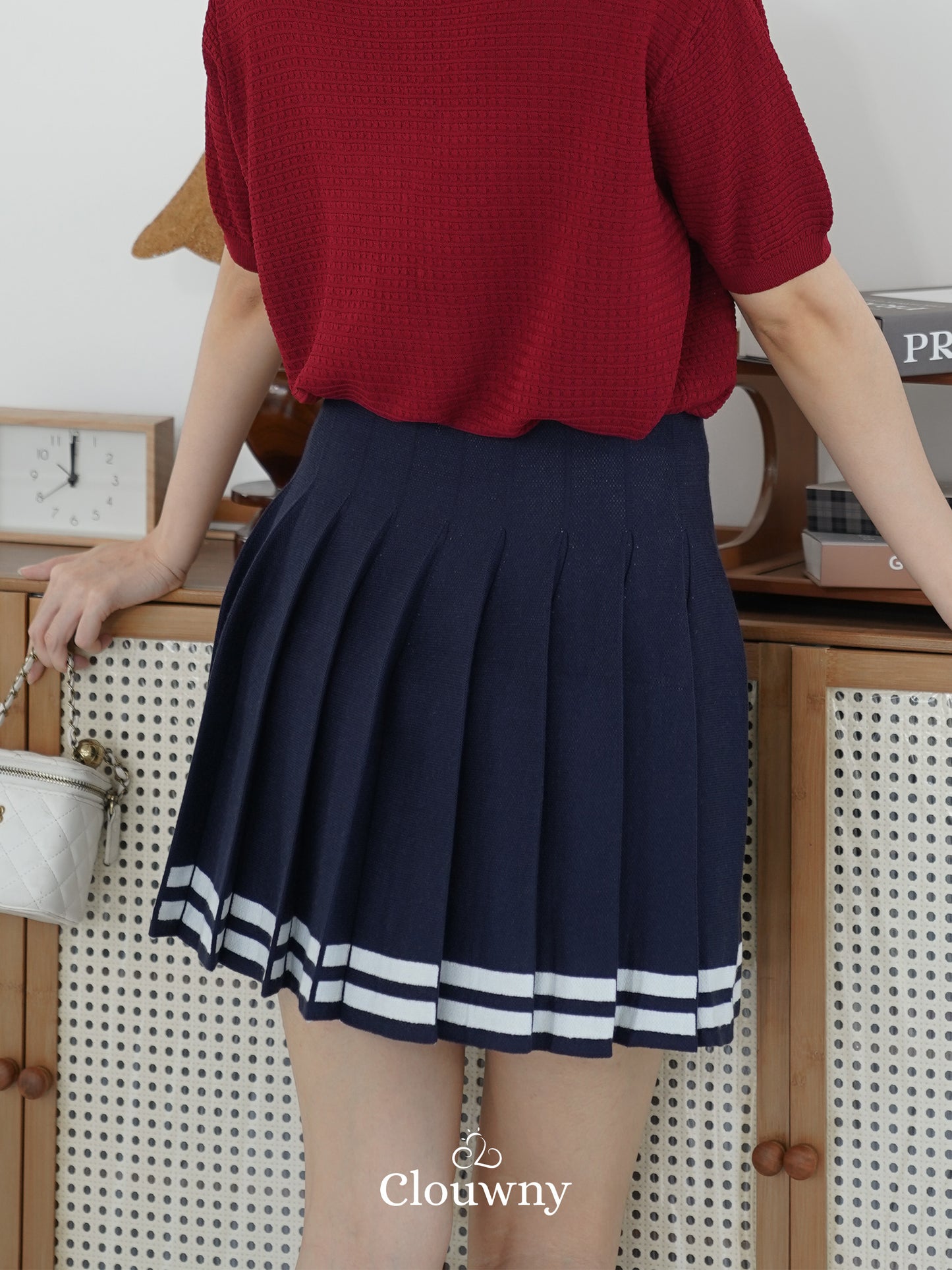 Stripes Tennis Skirt - Navy