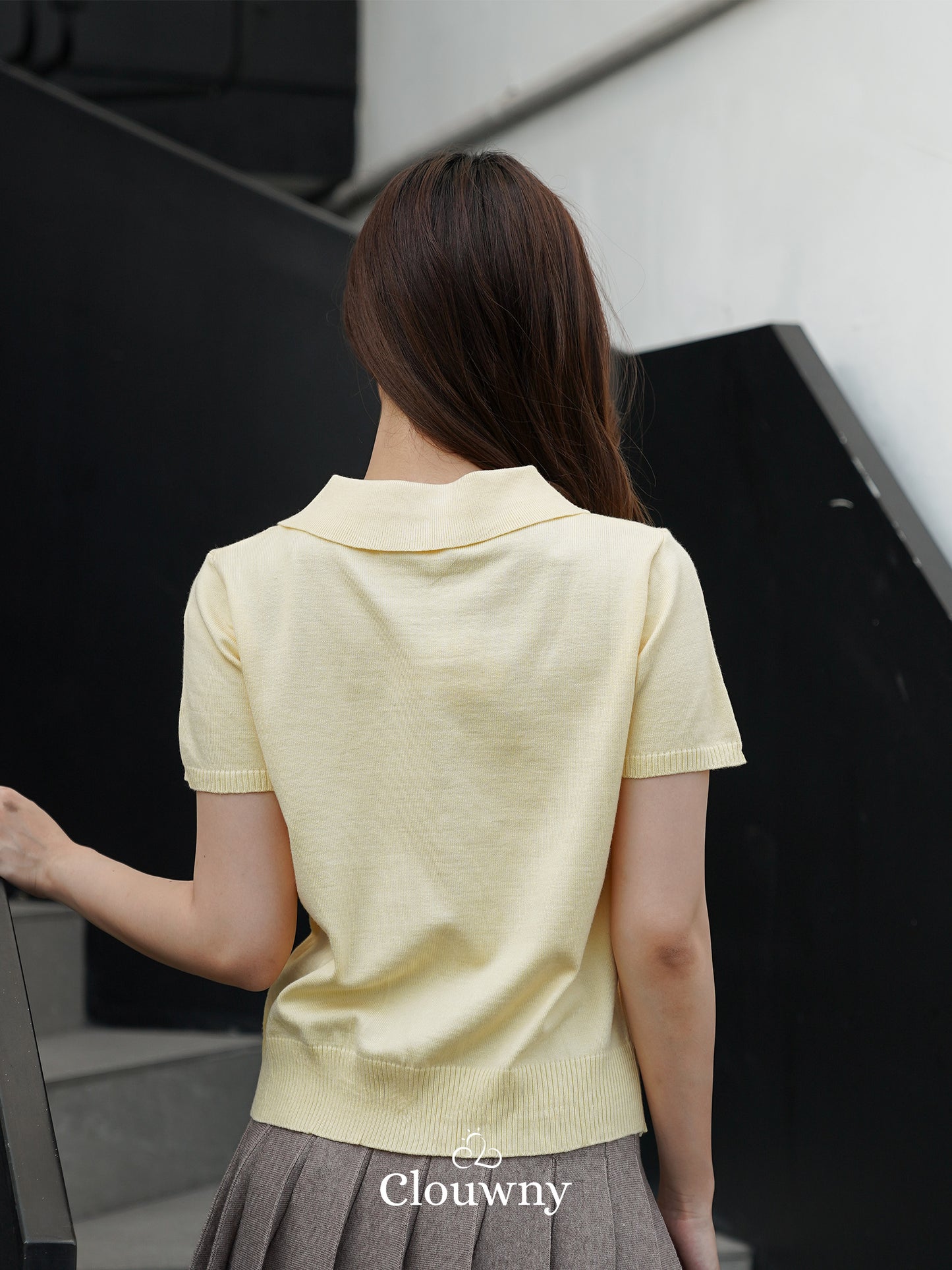 Noza Collar Knit Top - Yellow