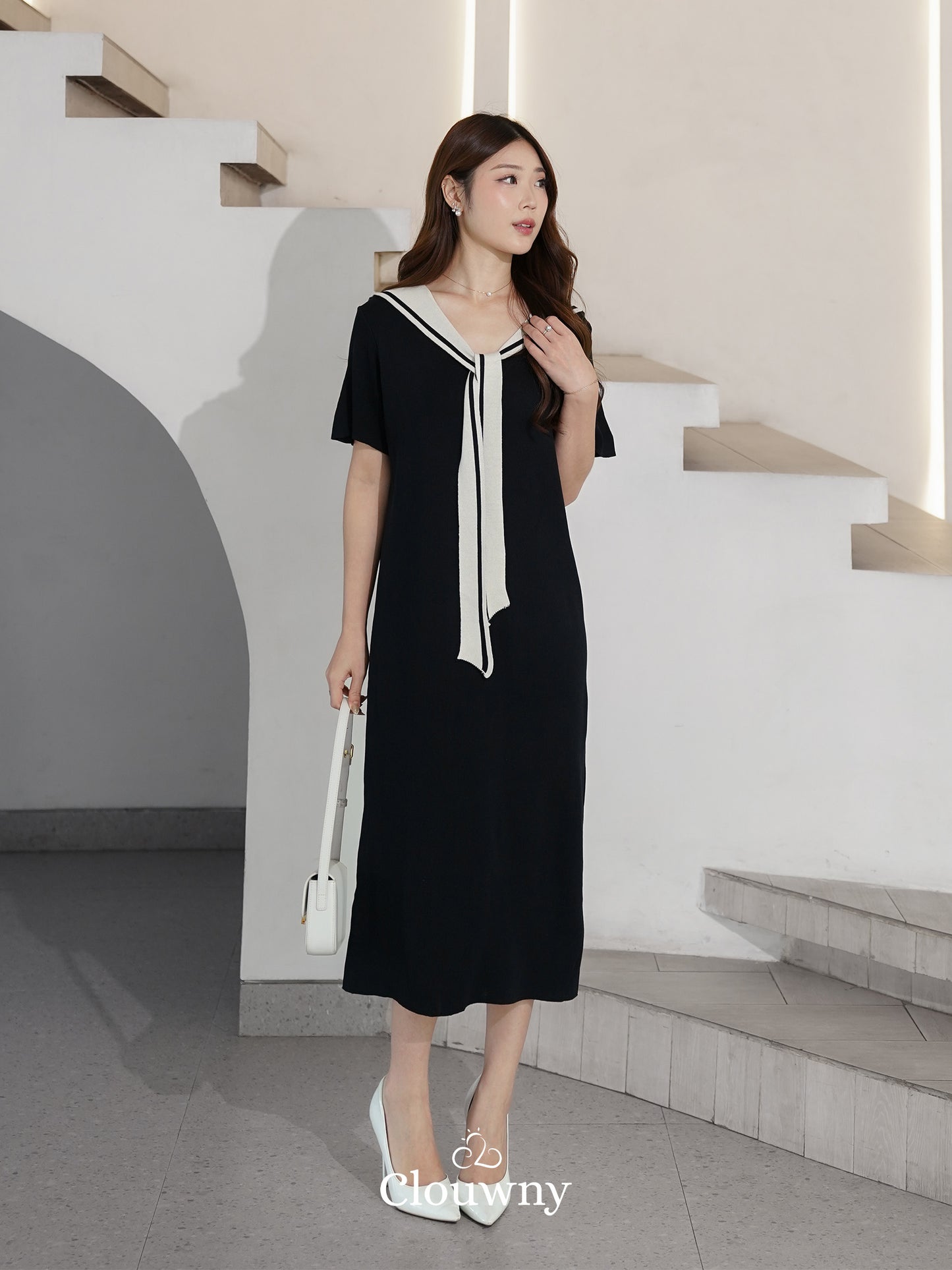 Haru Scarf Knit Dress - Black