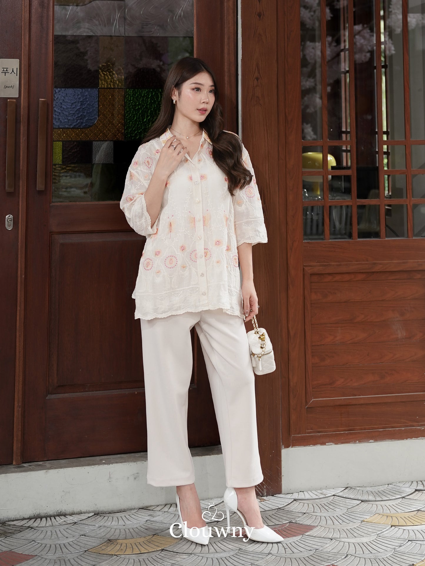 Hanni Embroidery Shirt - Cream