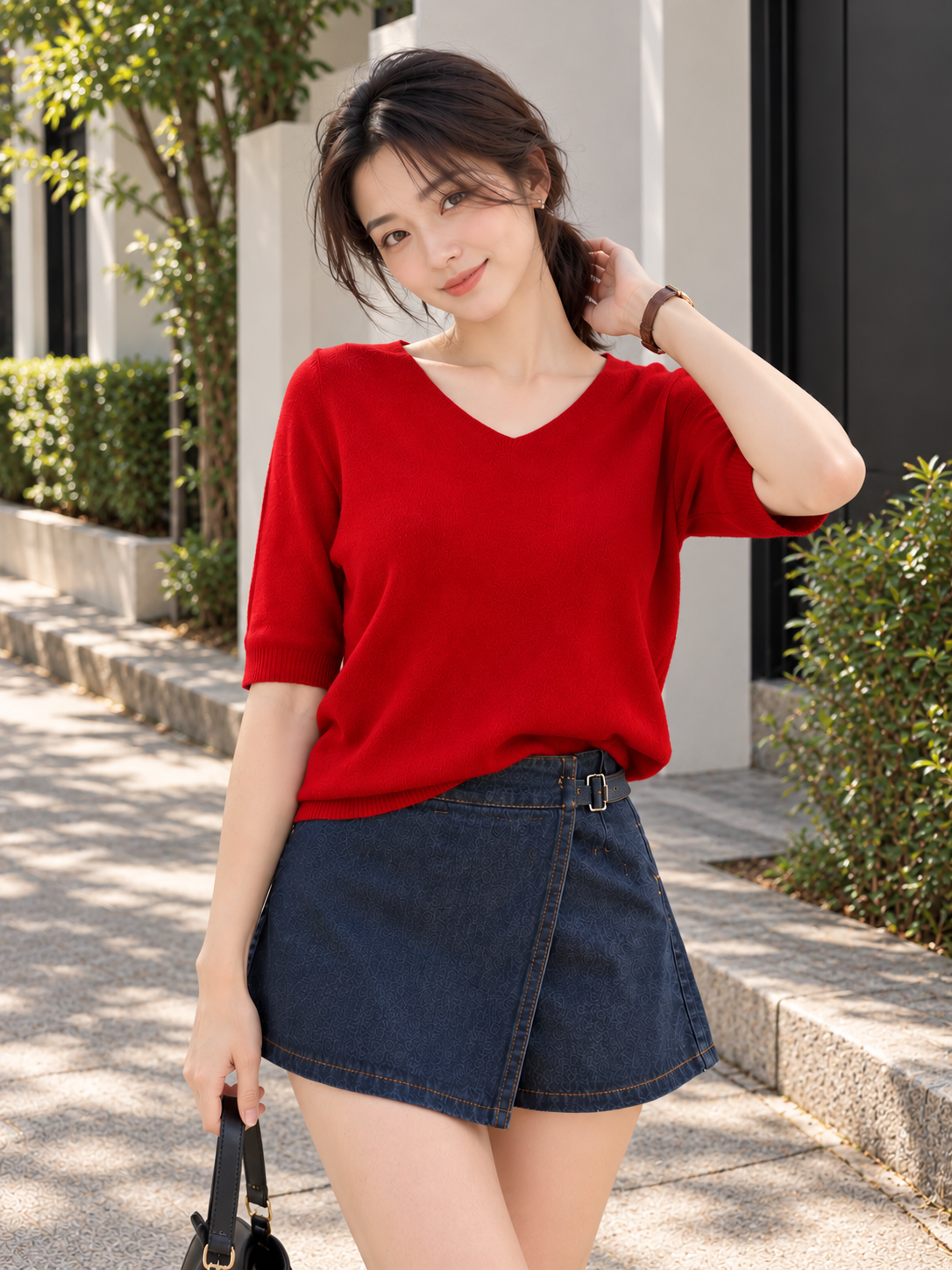 Soma Basic Vneck Knit Top - Red