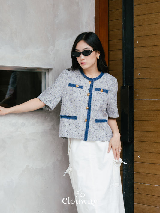 Portland Tweed Top - Grey