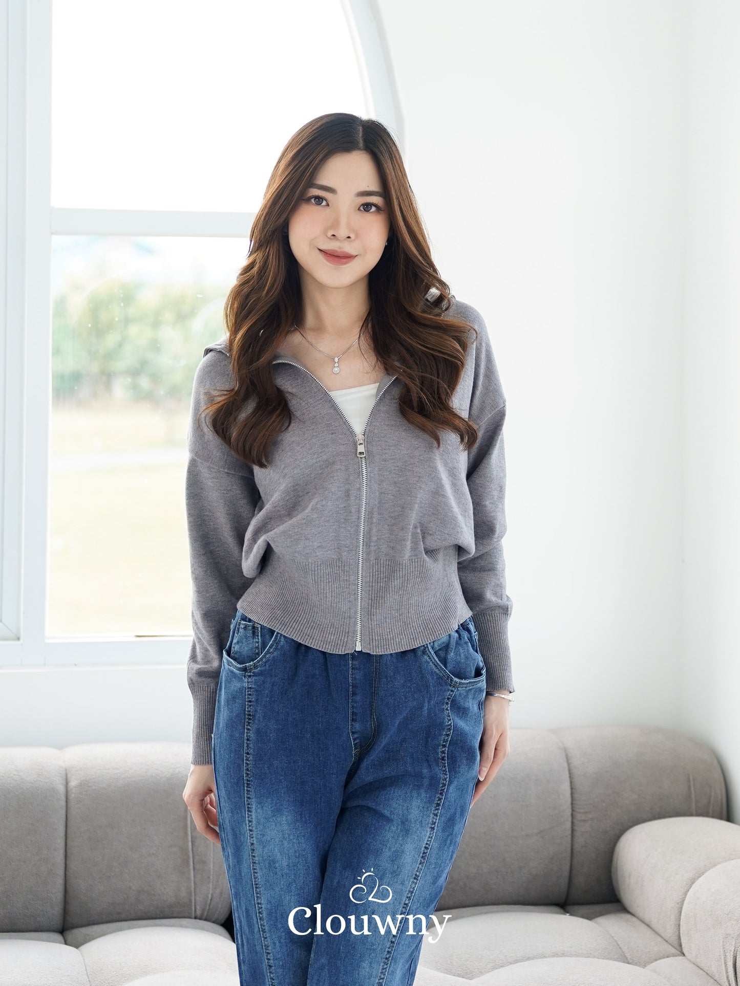 Cheska Zipper Jacket - Grey