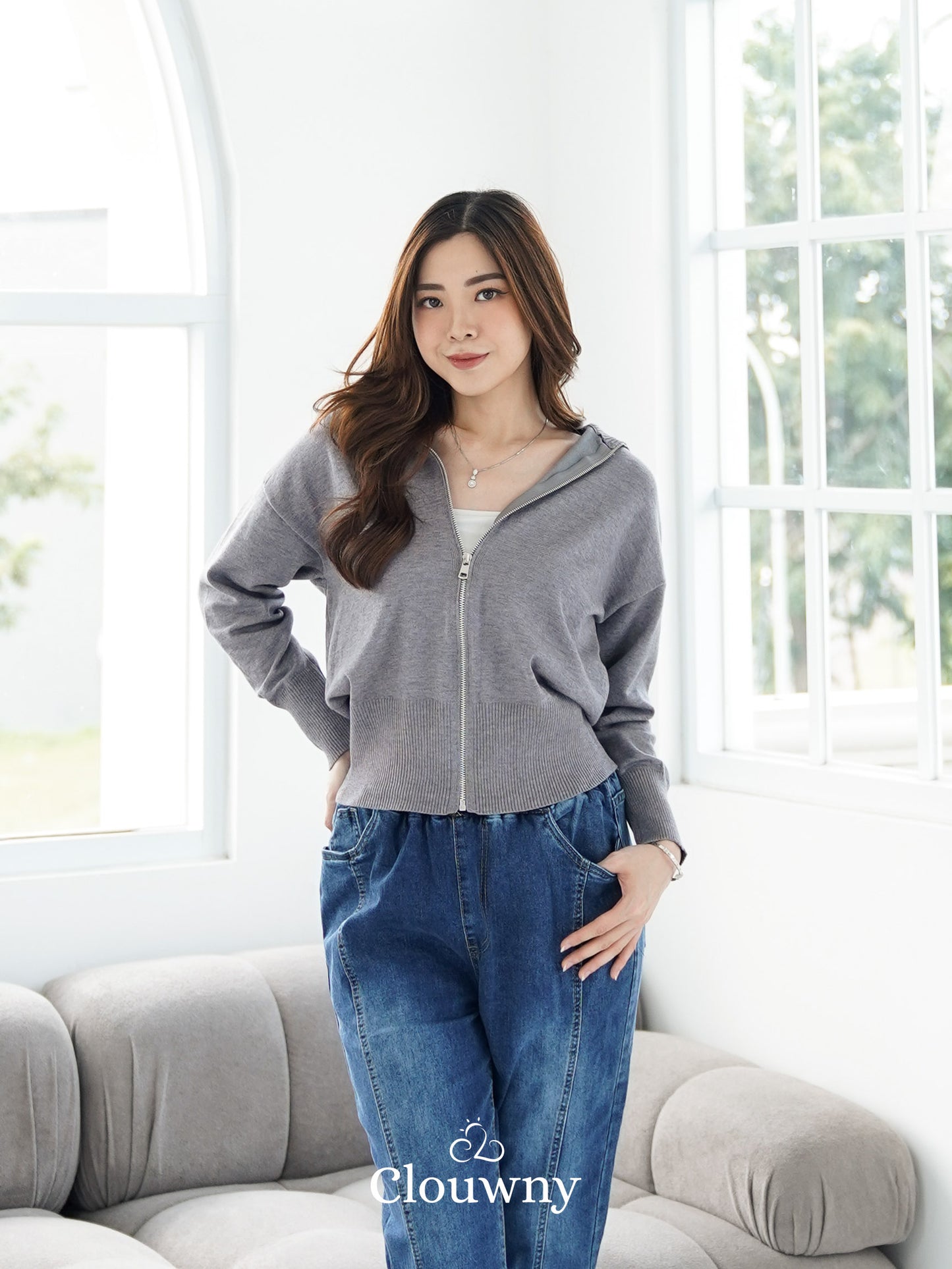 Cheska Zipper Jacket - Grey