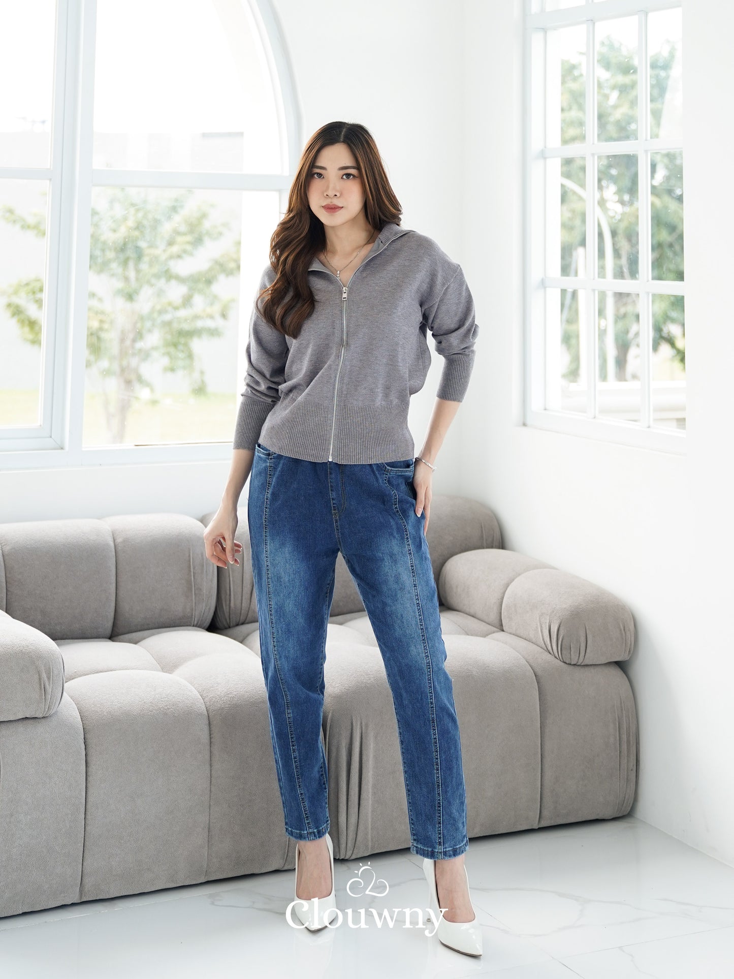 Cheska Zipper Jacket - Grey