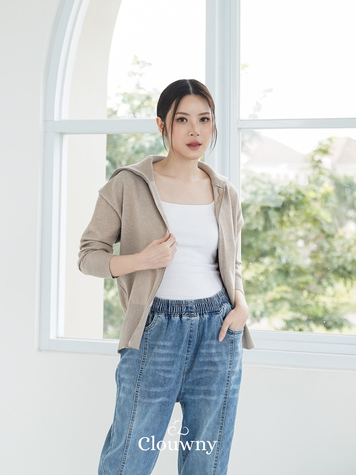 Cheska Zipper Jacket - Khaki