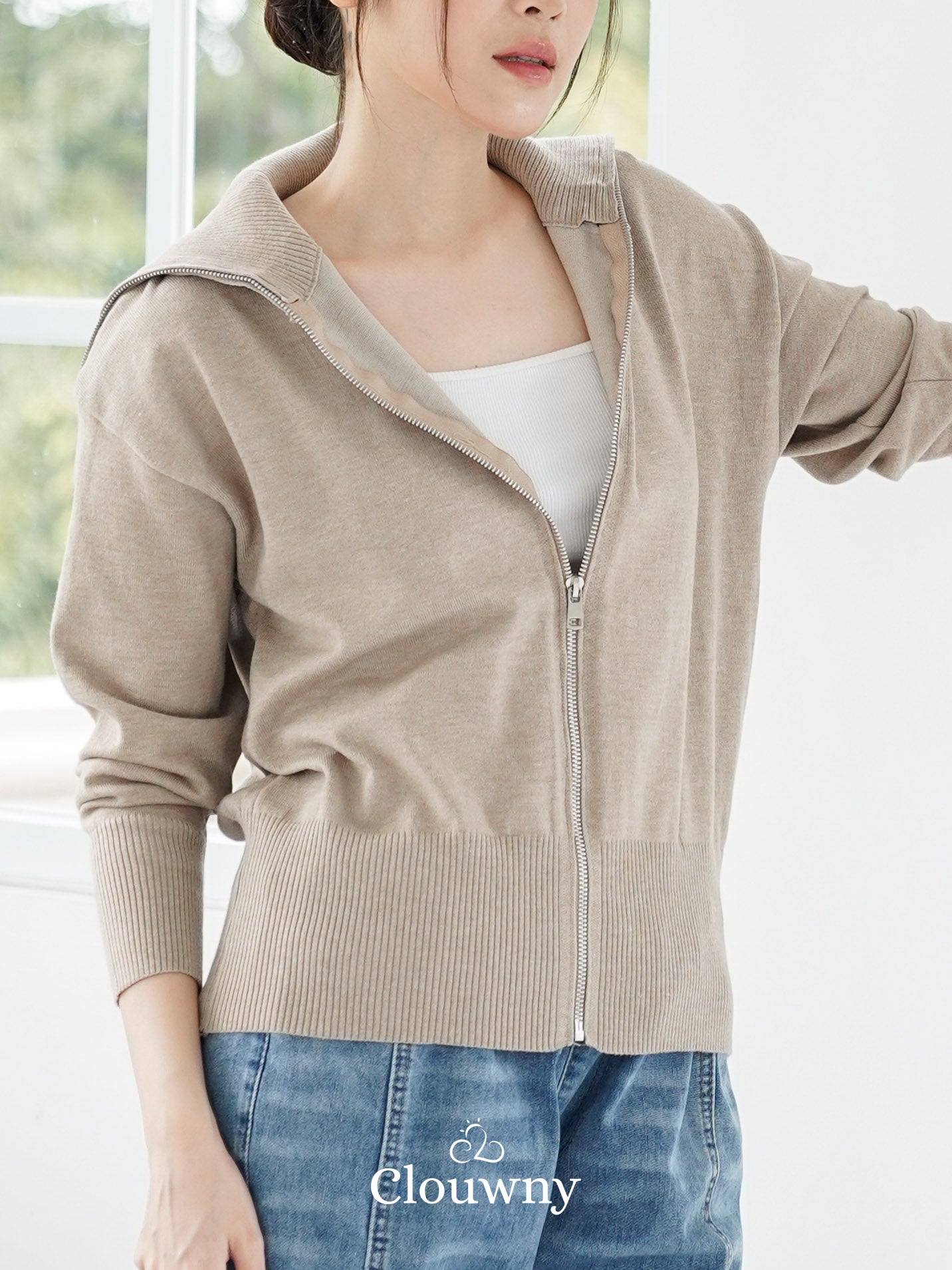 Cheska Zipper Jacket - Khaki